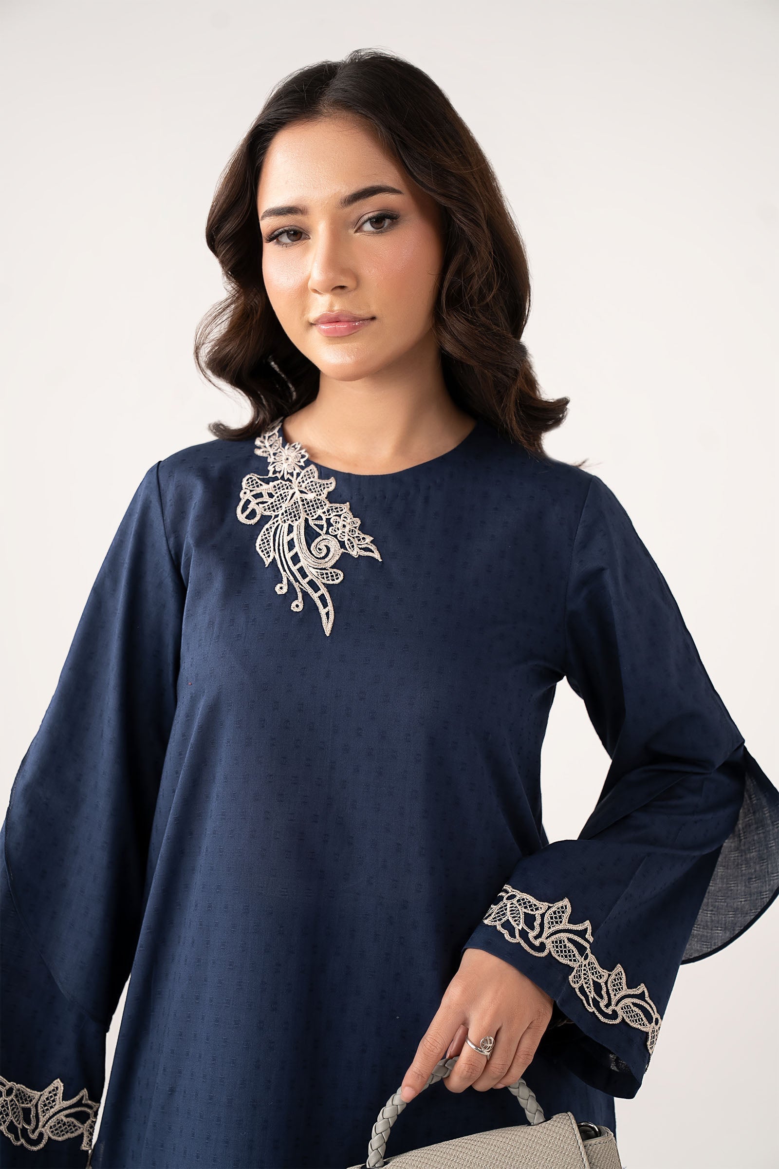 2 Pc Embroidered Dobby Cotton Suit