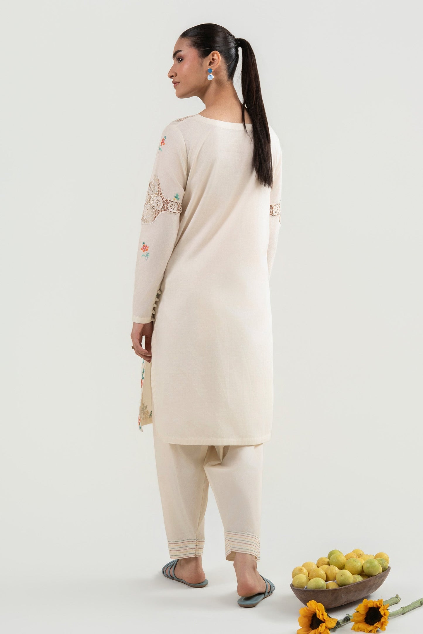 2 Pc Embroidered Dobby Suit