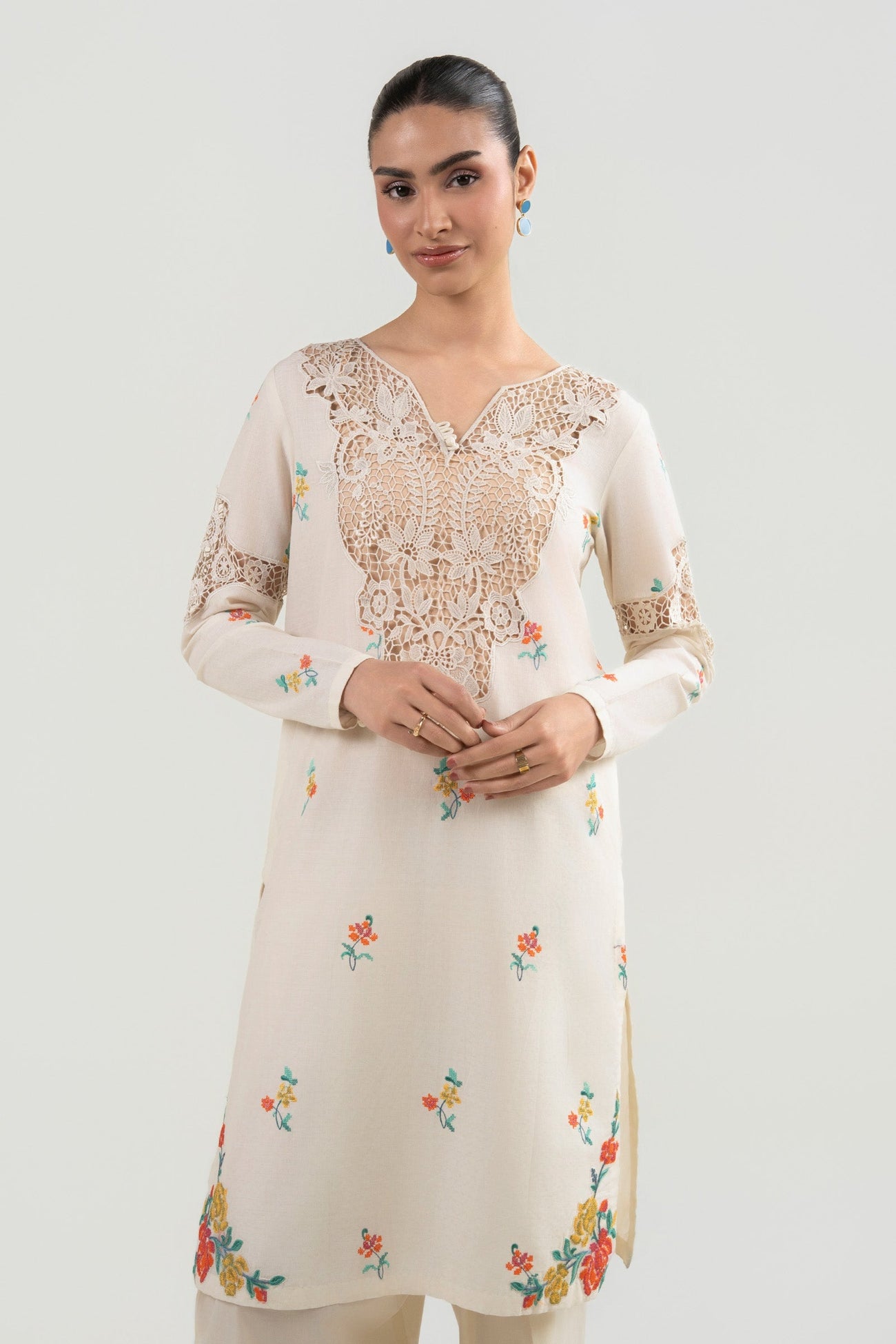 2 Pc Embroidered Dobby Suit