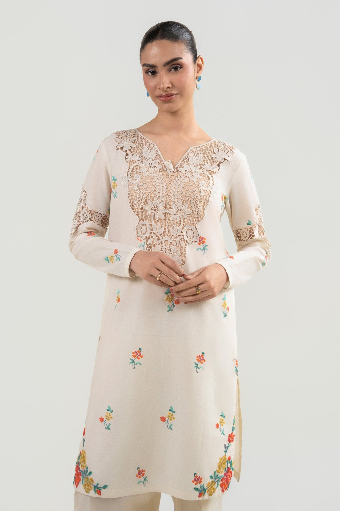 2 Pc Embroidered Dobby Suit