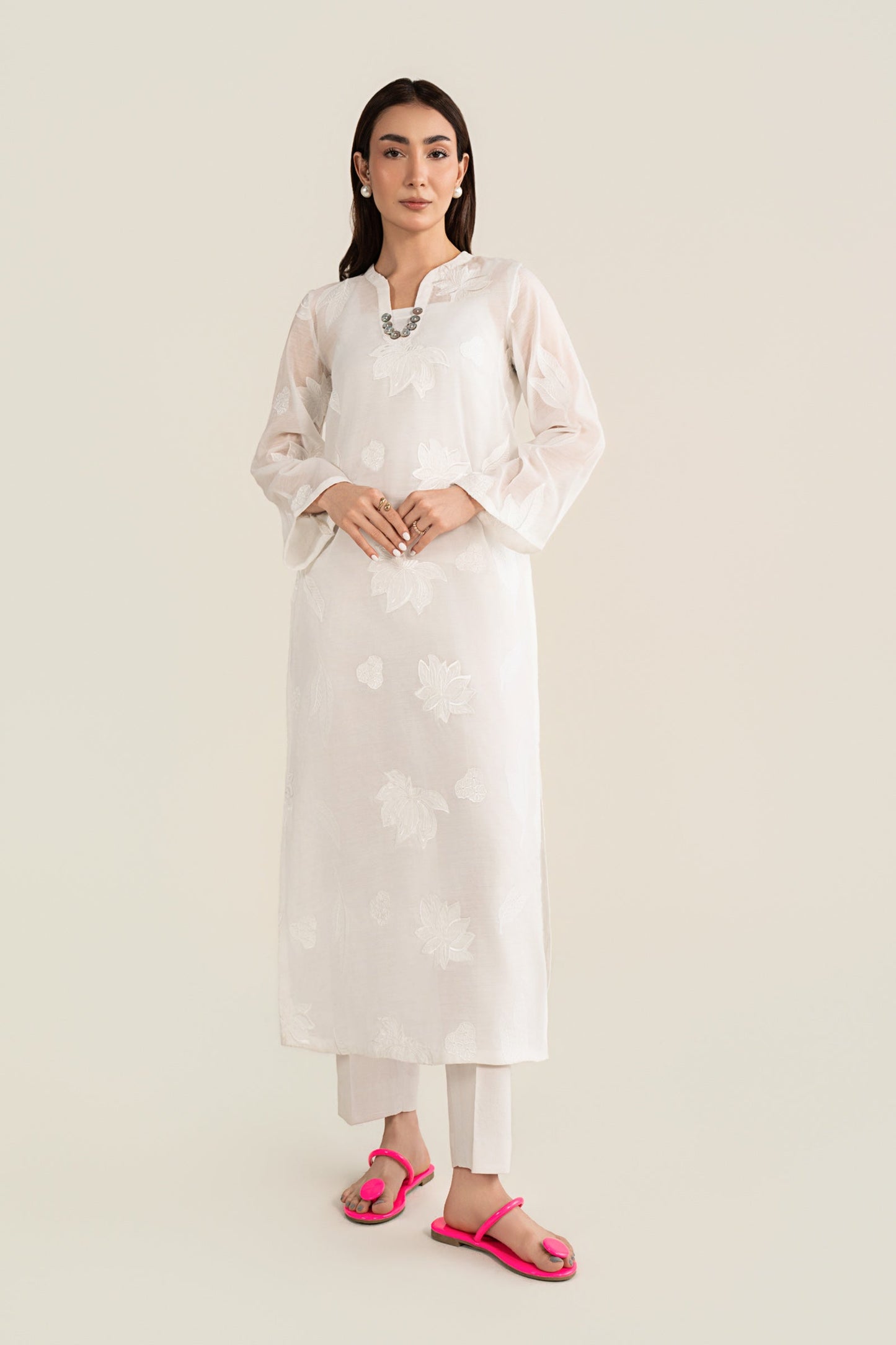 Embroidered Paper Lawn Shirt