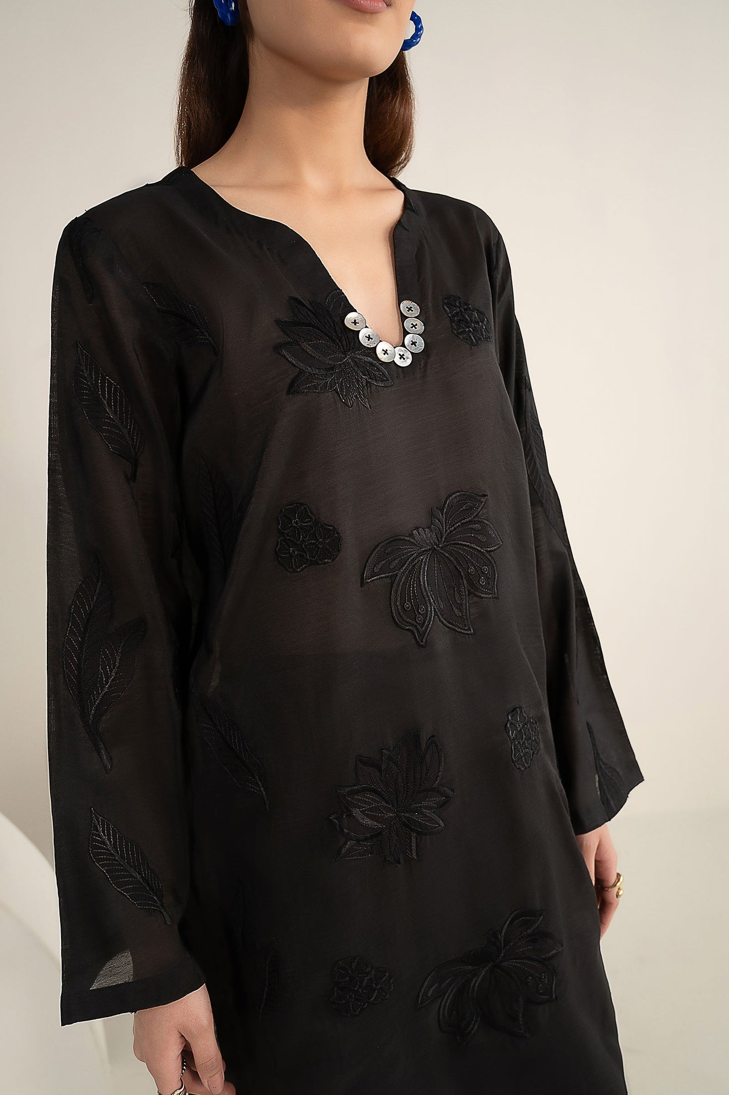 Embroidered Paper Lawn Shirt