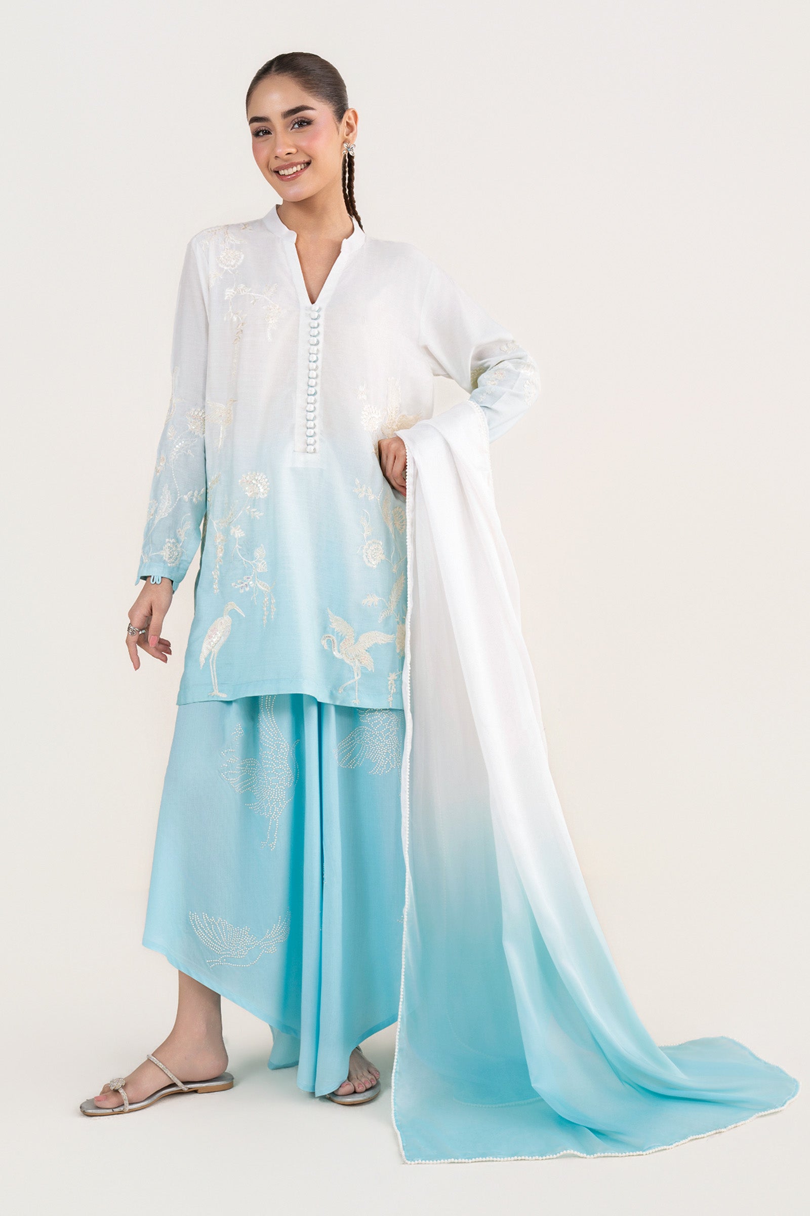 3 Pc Embroidered Arabic Lawn Suit