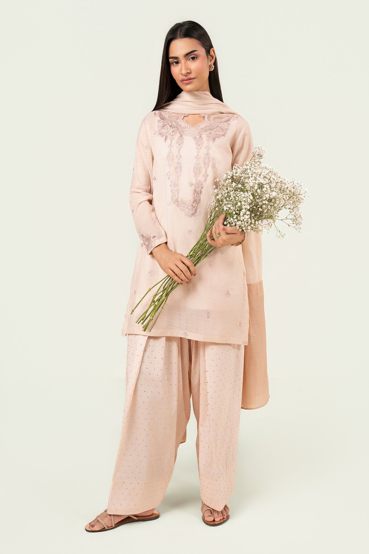 3 Pc Embroidered Paper Lawn Suit
