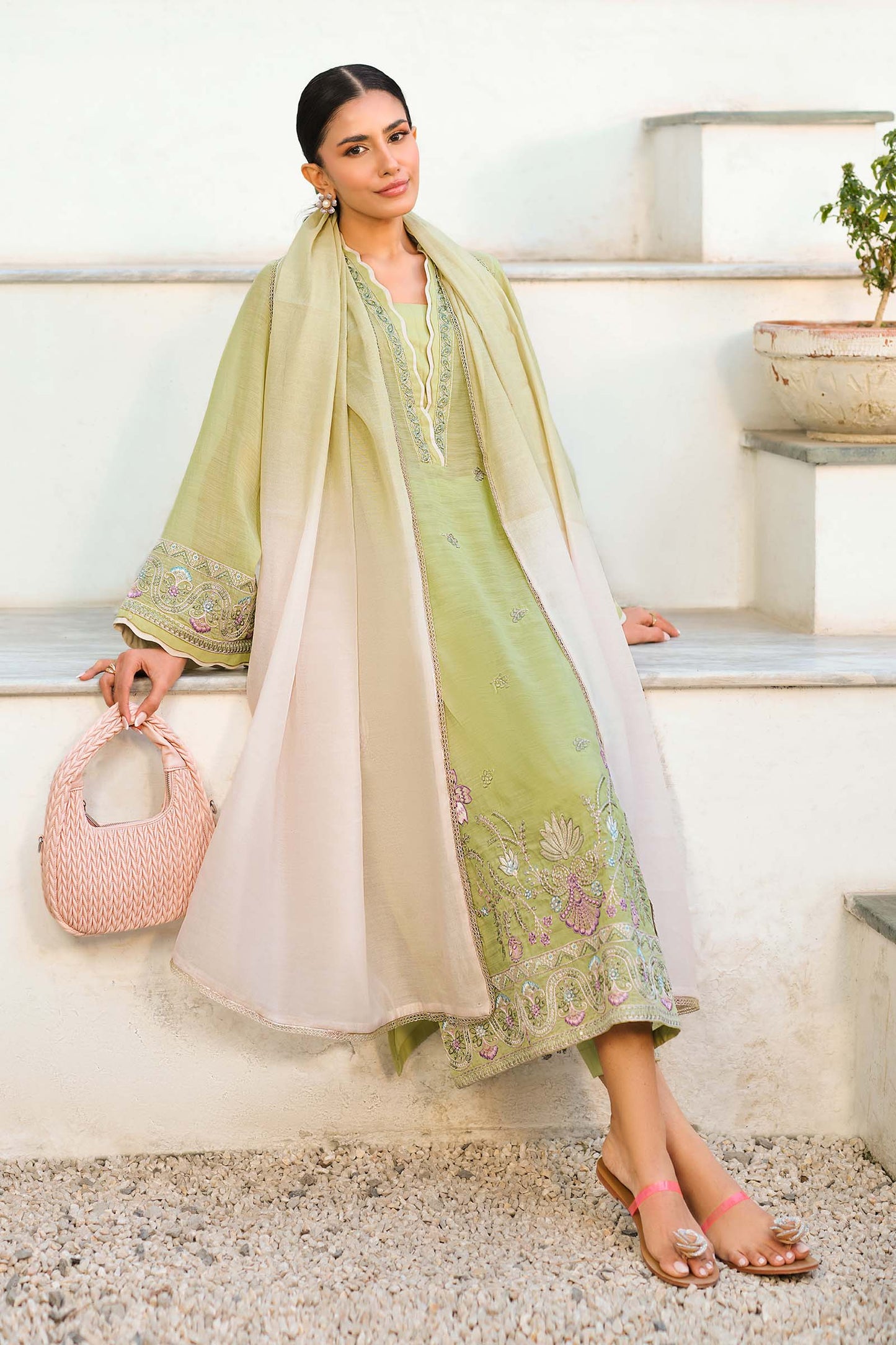 3 Pc Embroidered Paper Lawn Suit