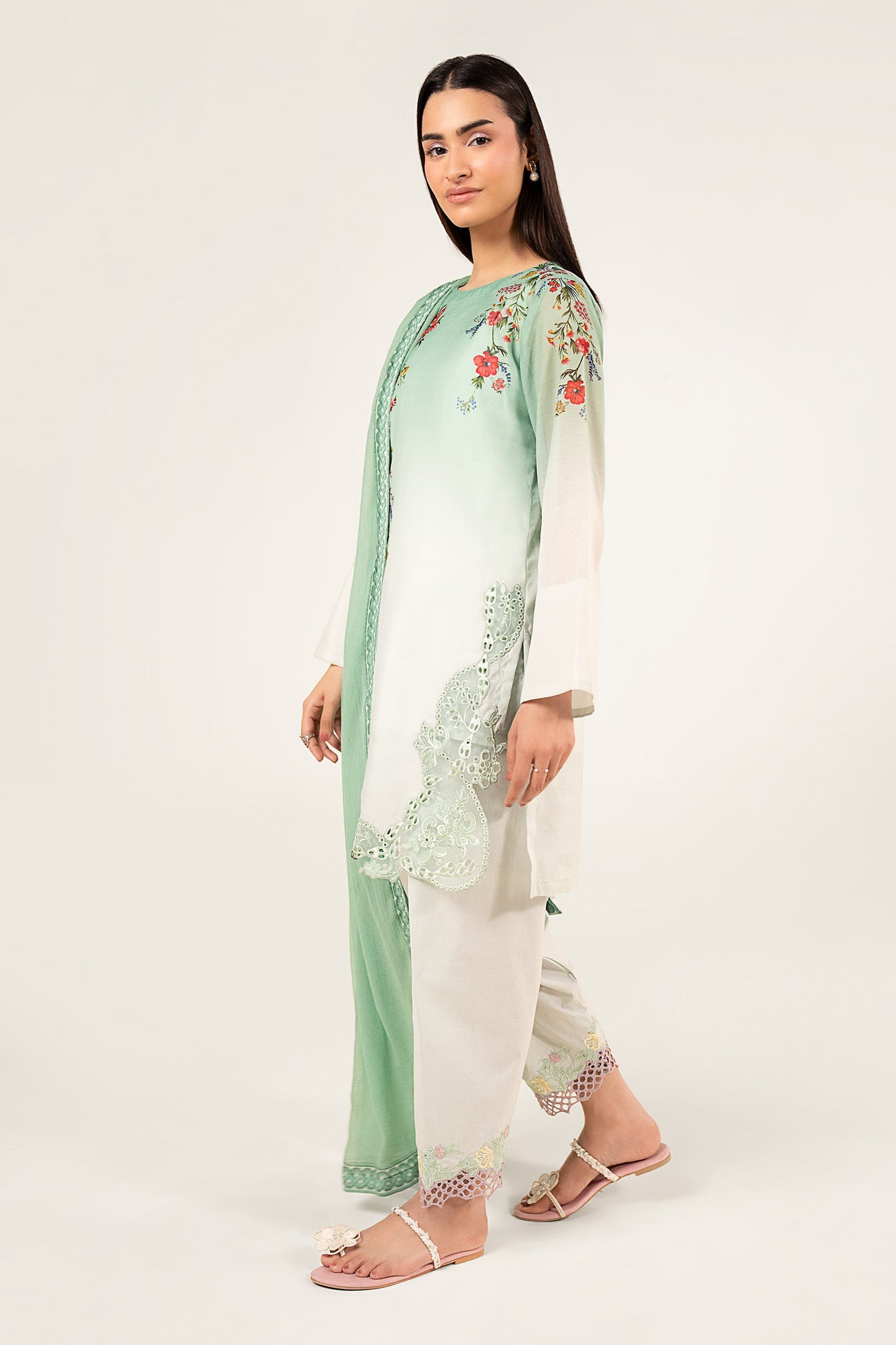 3 Pc Embroidered Paper Lawn Suit