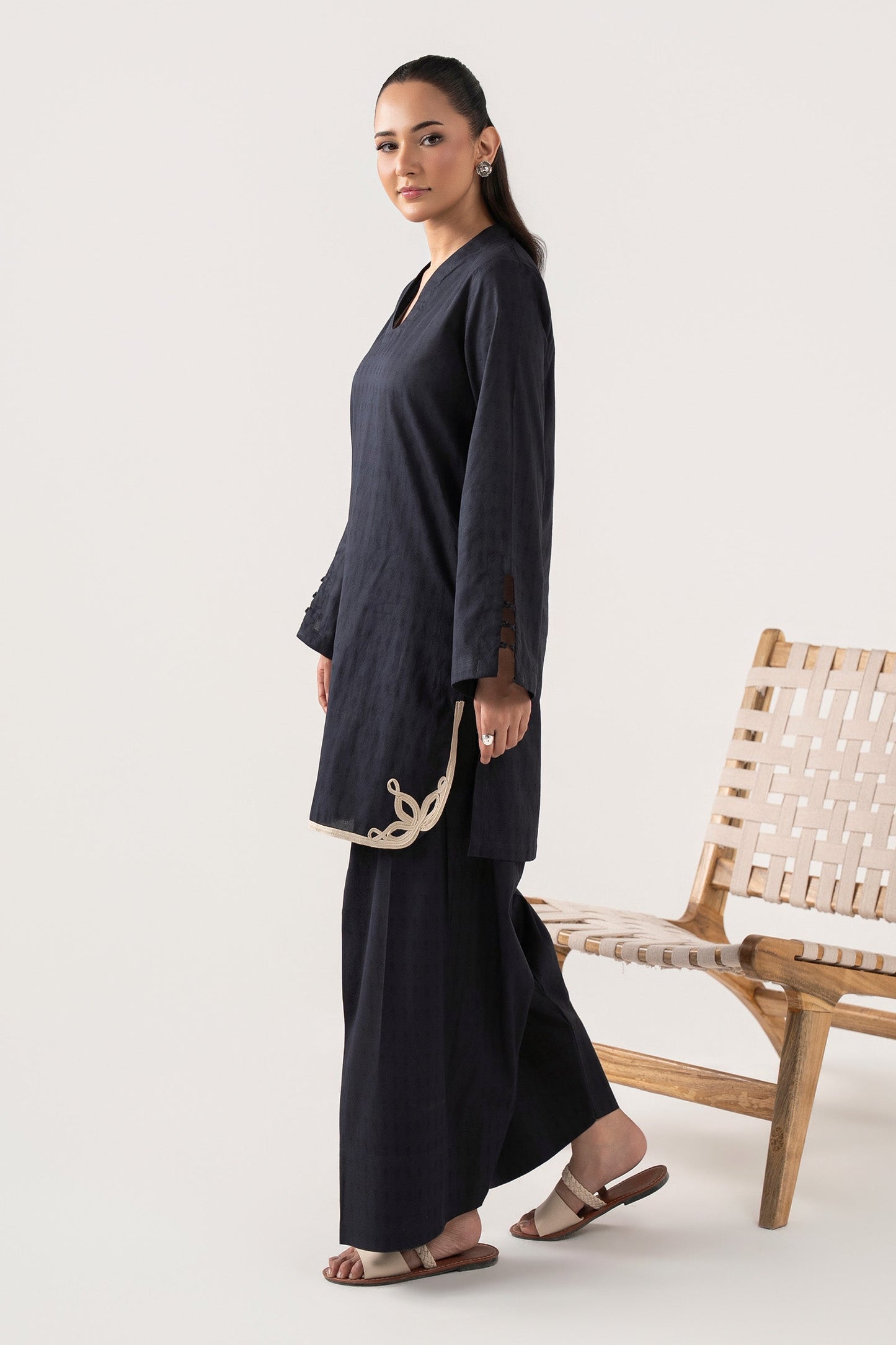 2 Pc Embroidered Dobby Suit