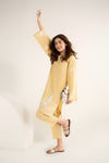2 Pc Embroidered Cotton Chambray Suit
