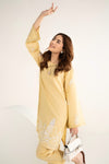 2 Pc Embroidered Cotton Chambray Suit