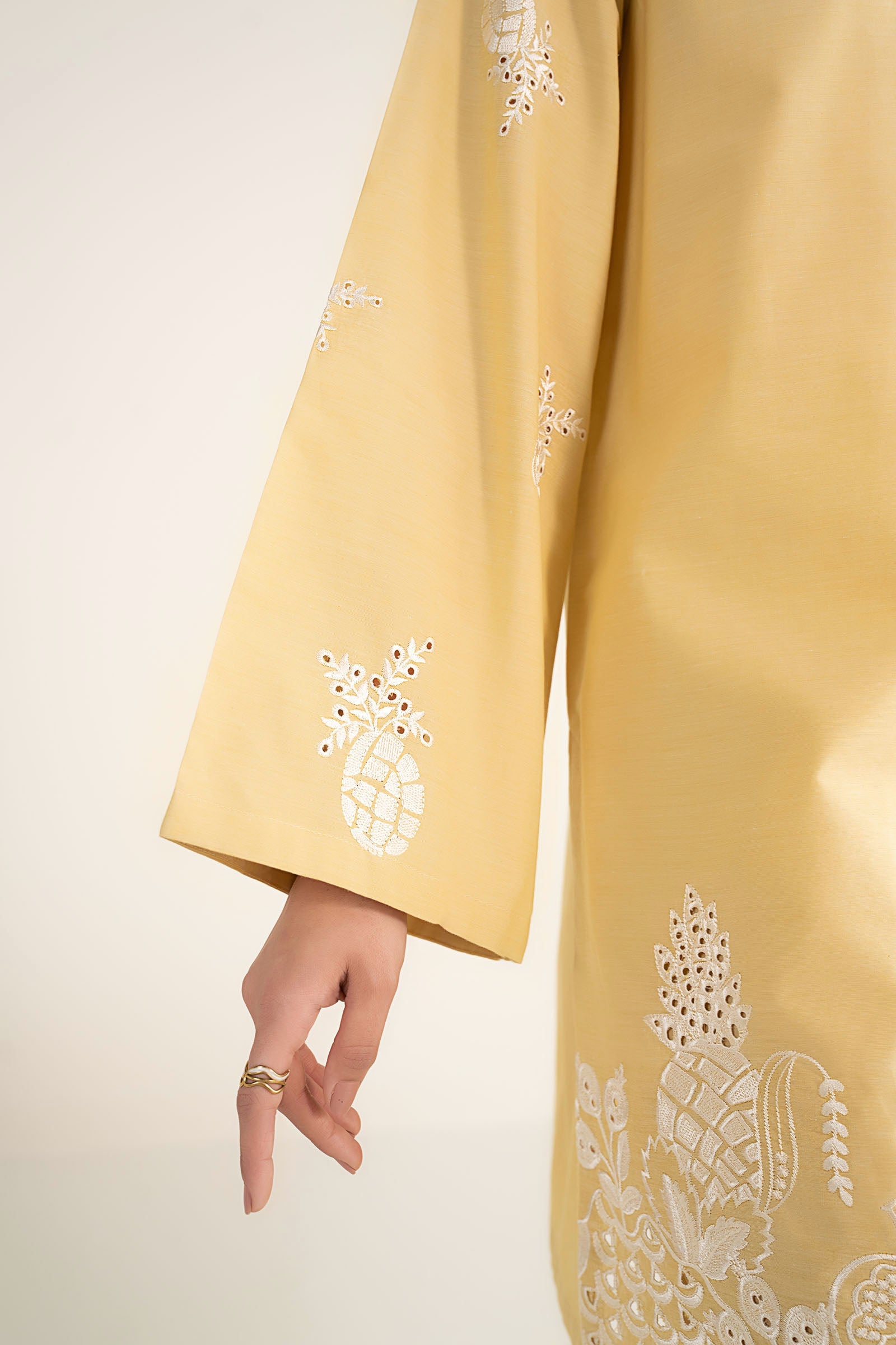 2 Pc Embroidered Cotton Chambray Suit
