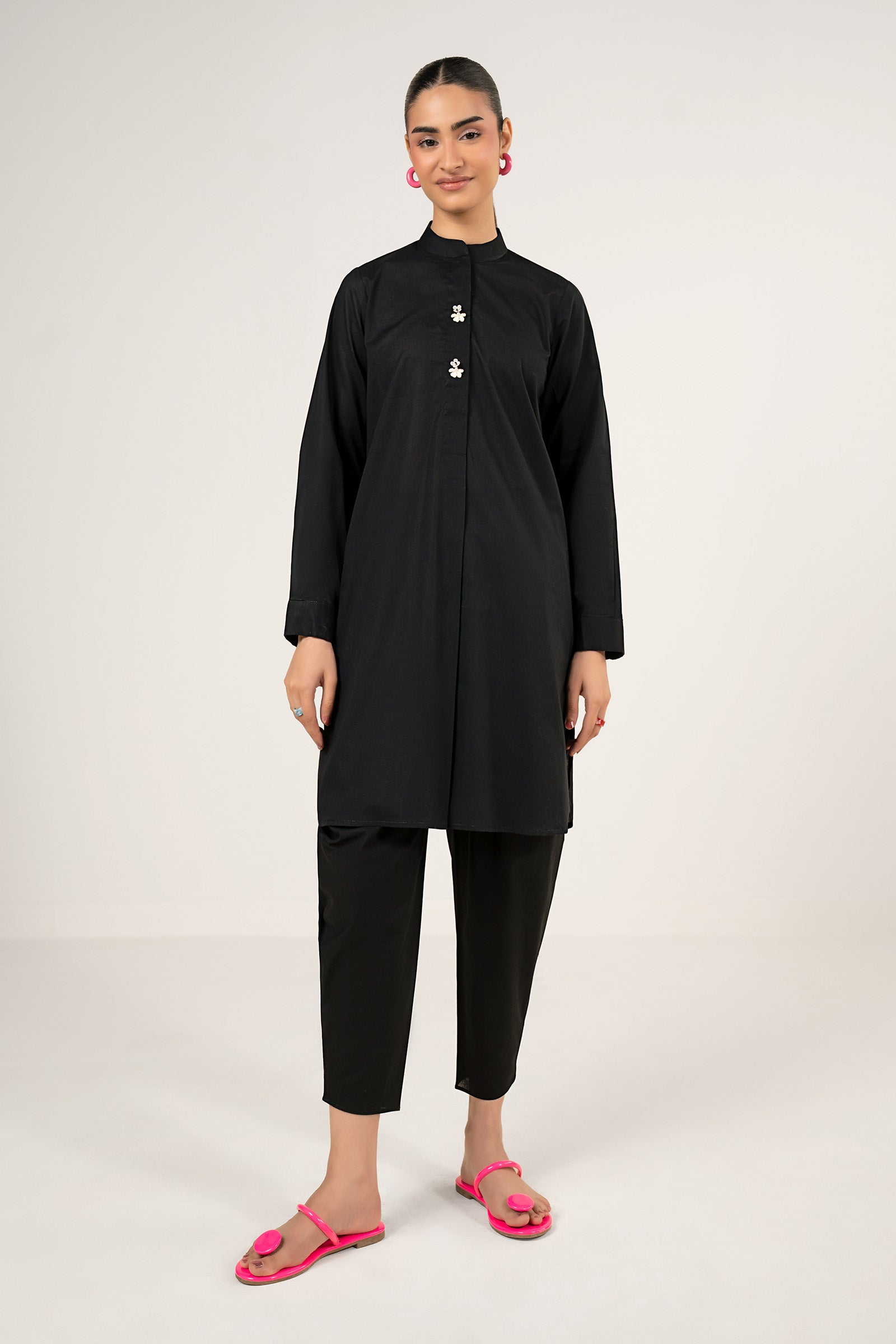 2 Pc Dyed Slub Lawn Suit