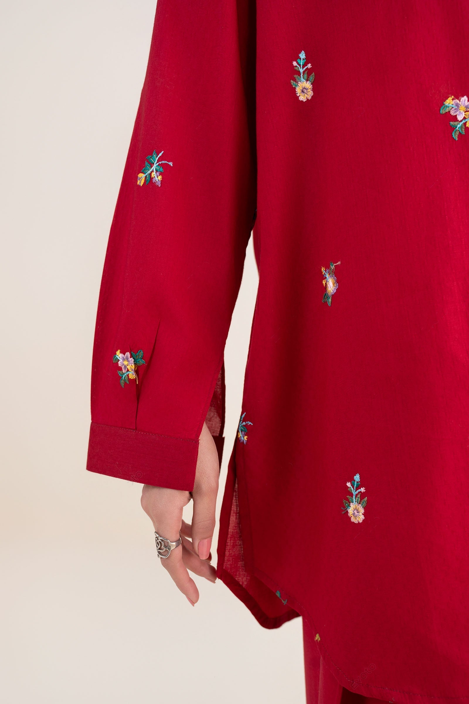 2 Pc Embroidered Dobby Cotton Suit