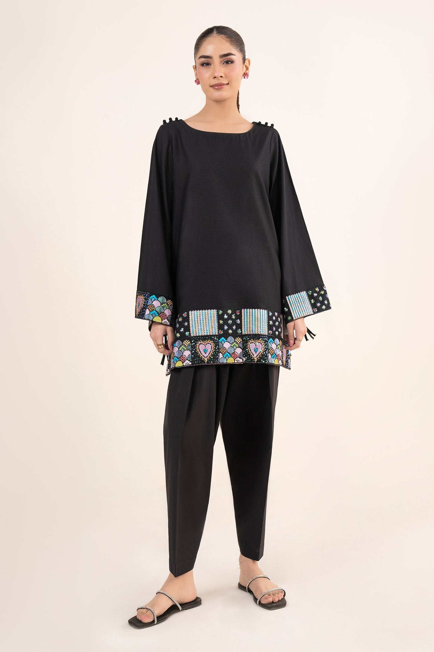 2 Pc Embroidered Dobby Cotton Suit