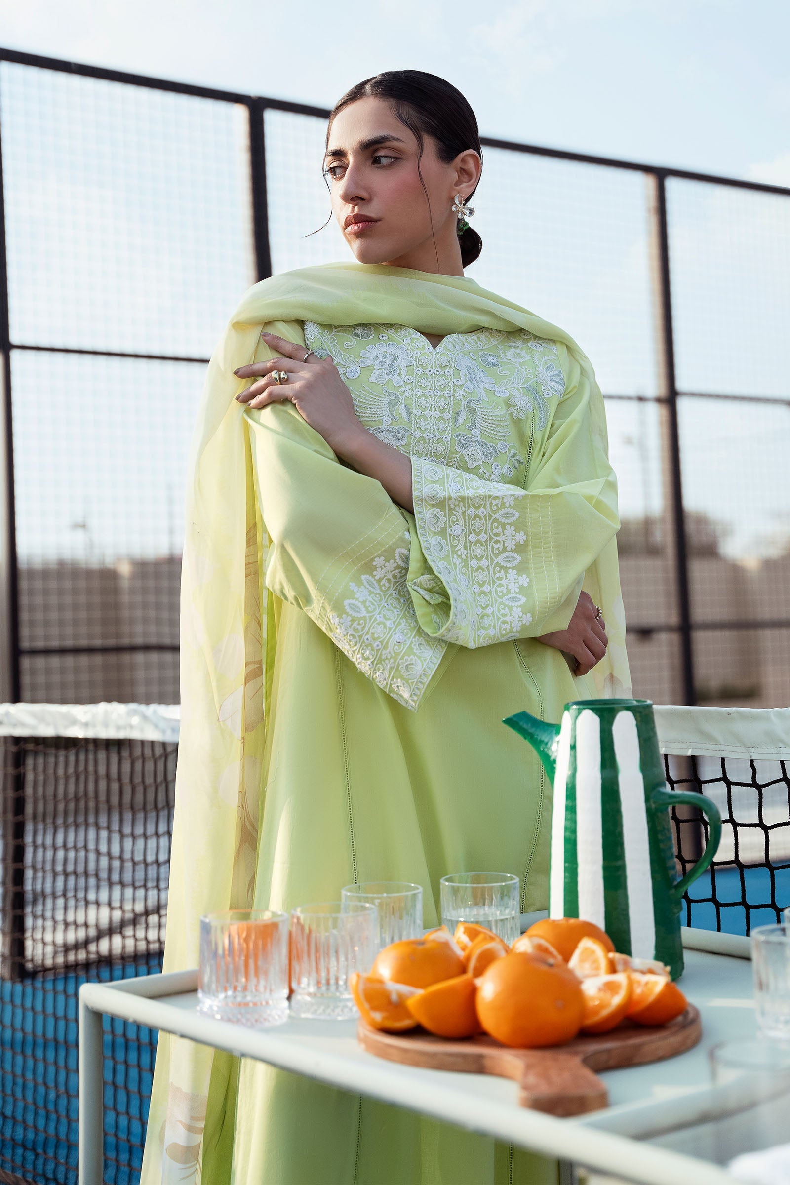 2 Pc Embroidered Arabic Lawn Suit