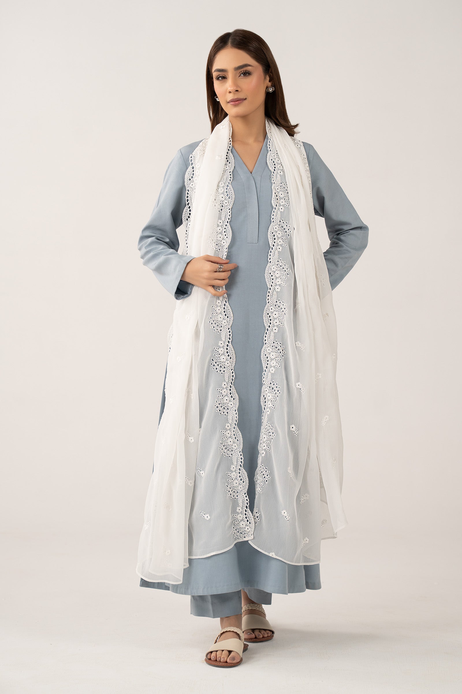 Embroidered Cationic Chiffon Dupatta