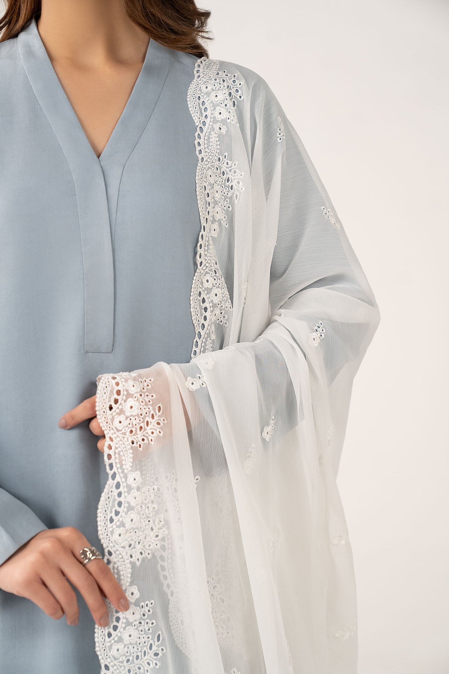 Embroidered Cationic Chiffon Dupatta