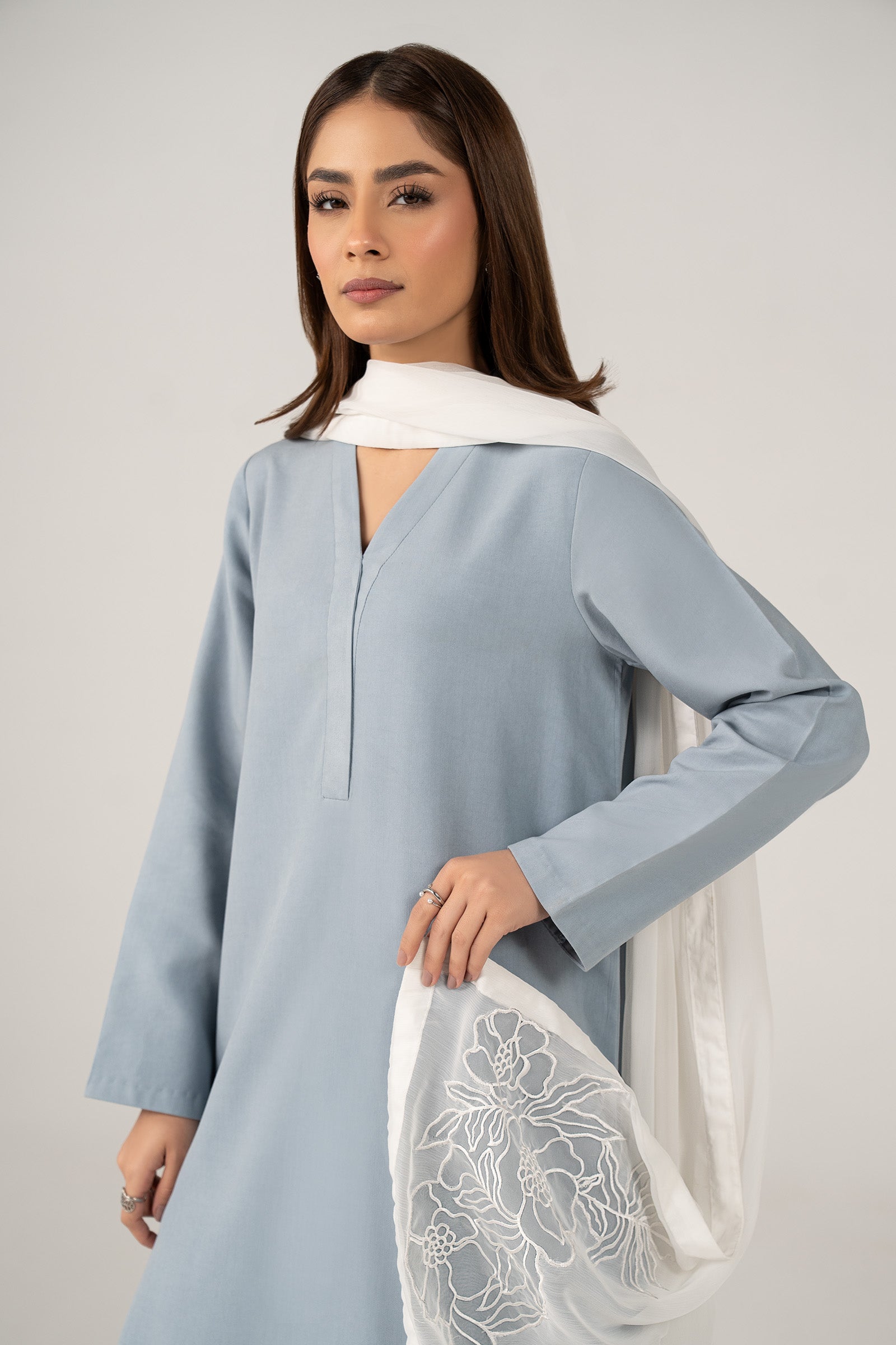 Embroidered Cationic Chiffon Dupatta