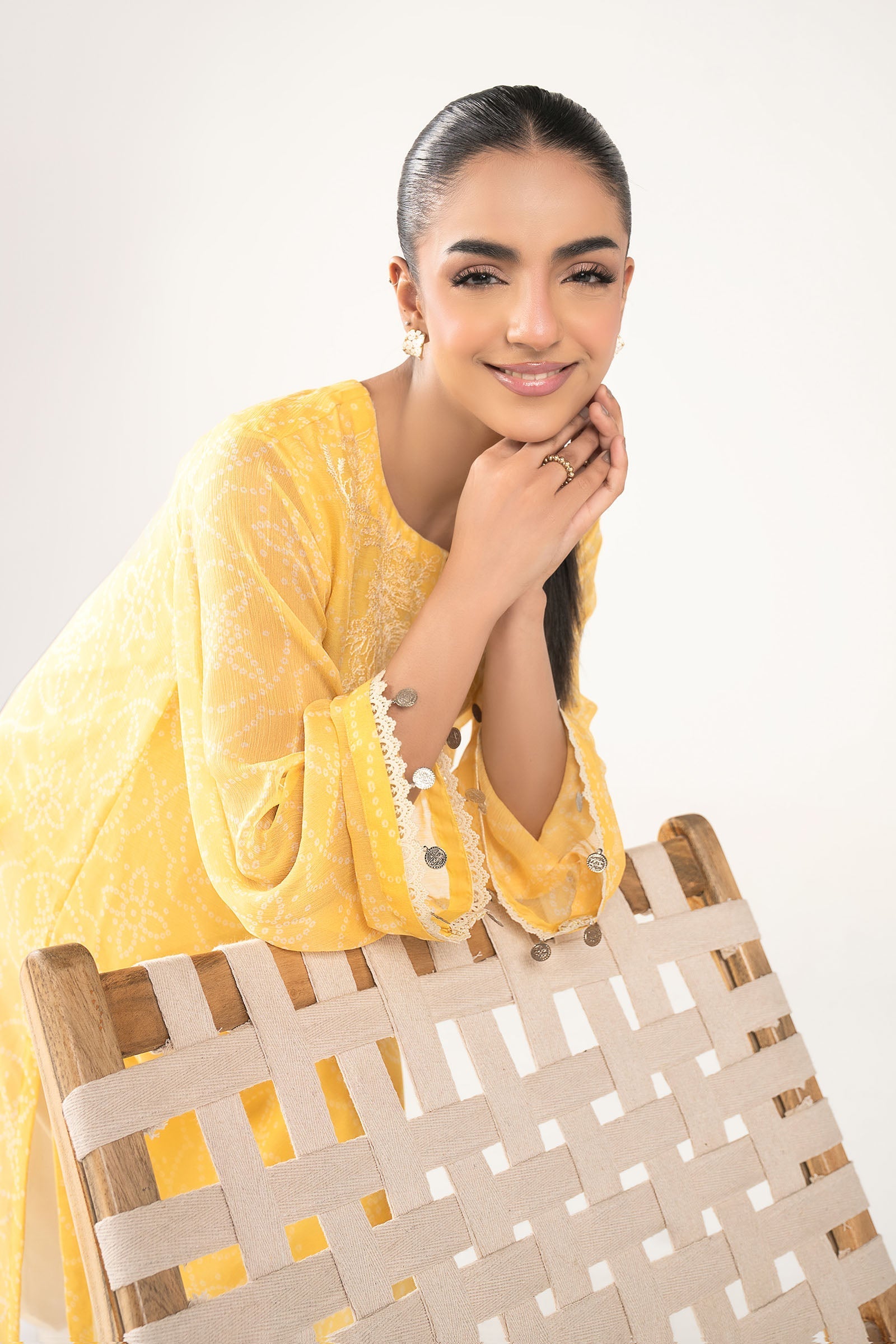 Embroidered Cationic Chiffon Shirt