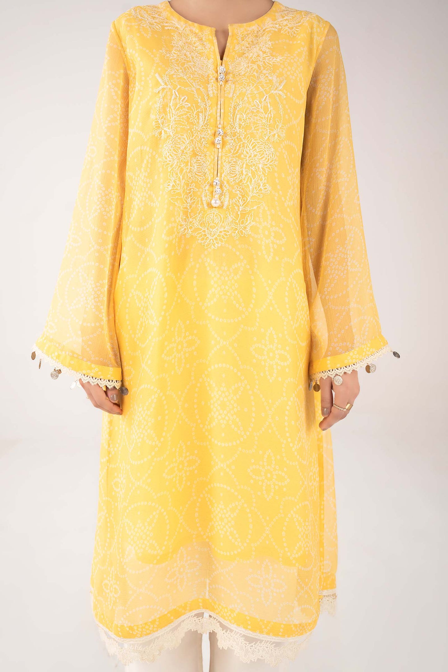 Embroidered Cationic Chiffon Shirt