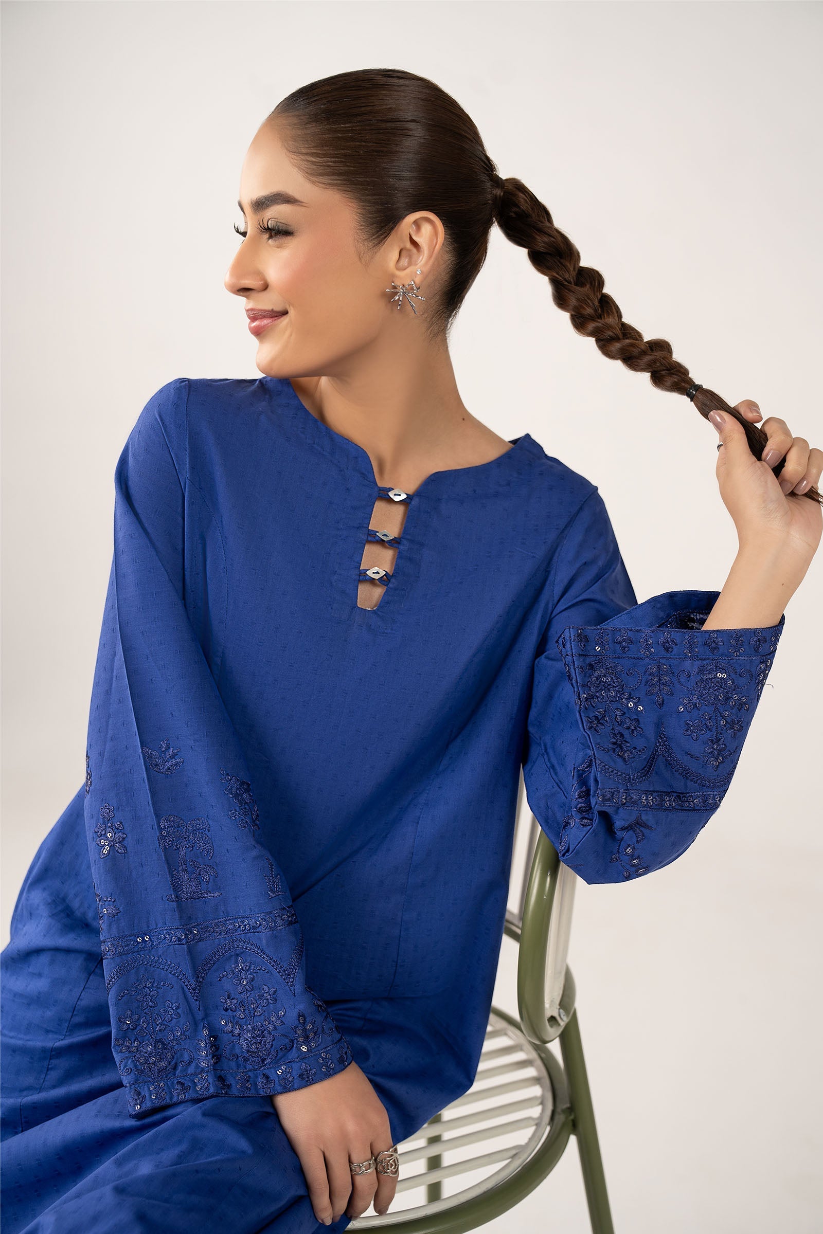 Embroidered Dobby Cotton Suit