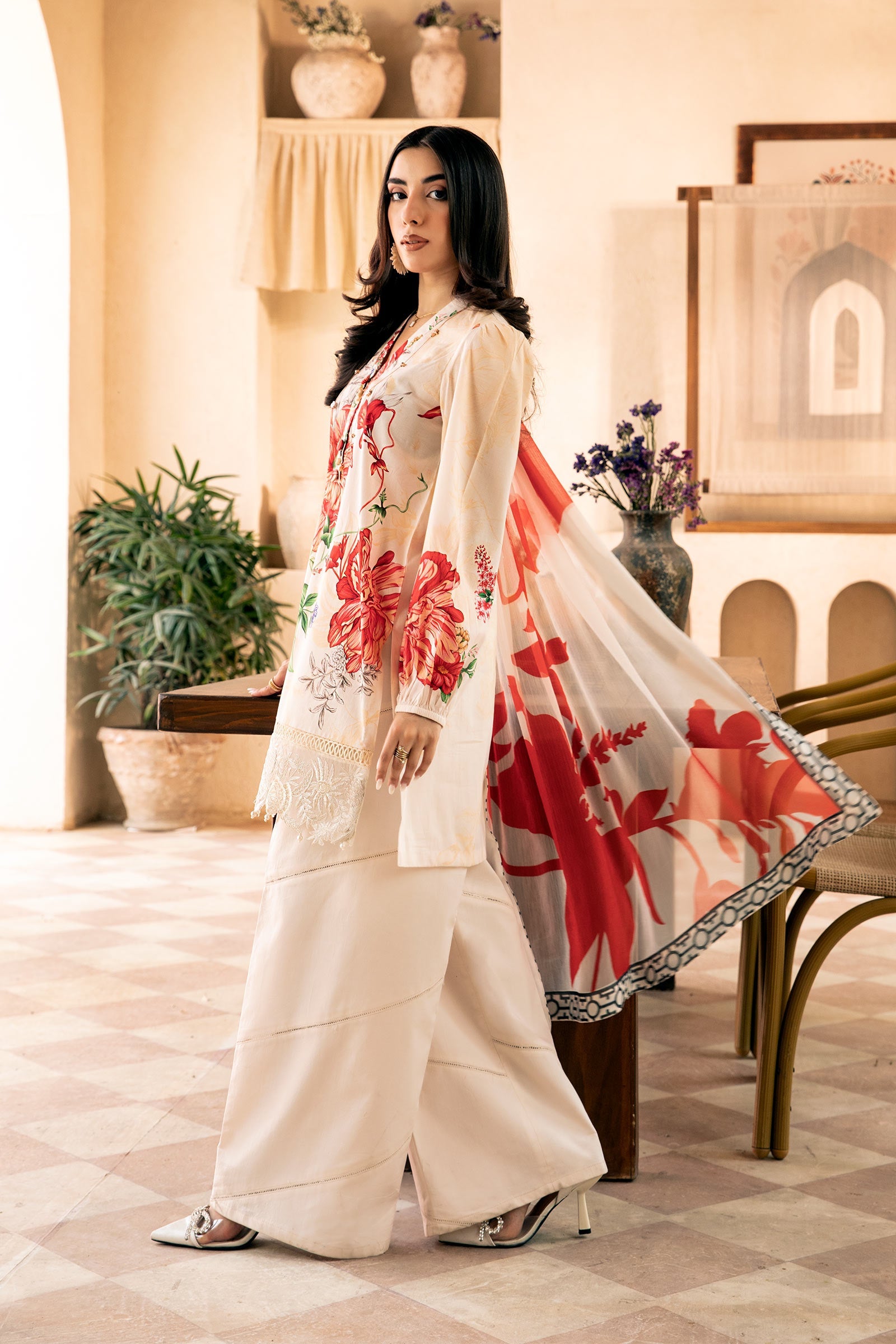 3 Pc Unstitched Embroidered Lawn Suit | MB-CUS25-907B