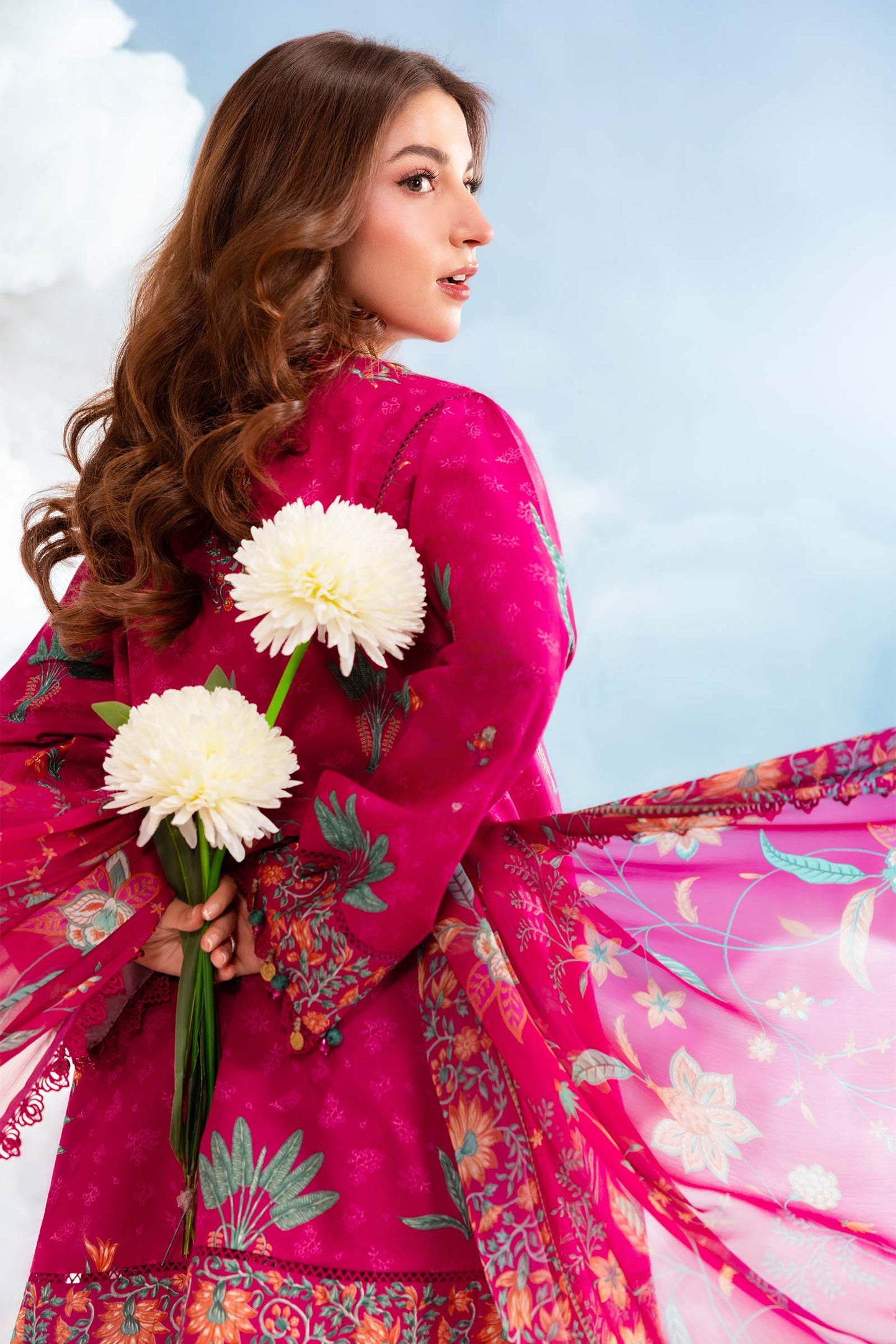 3 Pc Unstitched Embroidered Lawn Suit