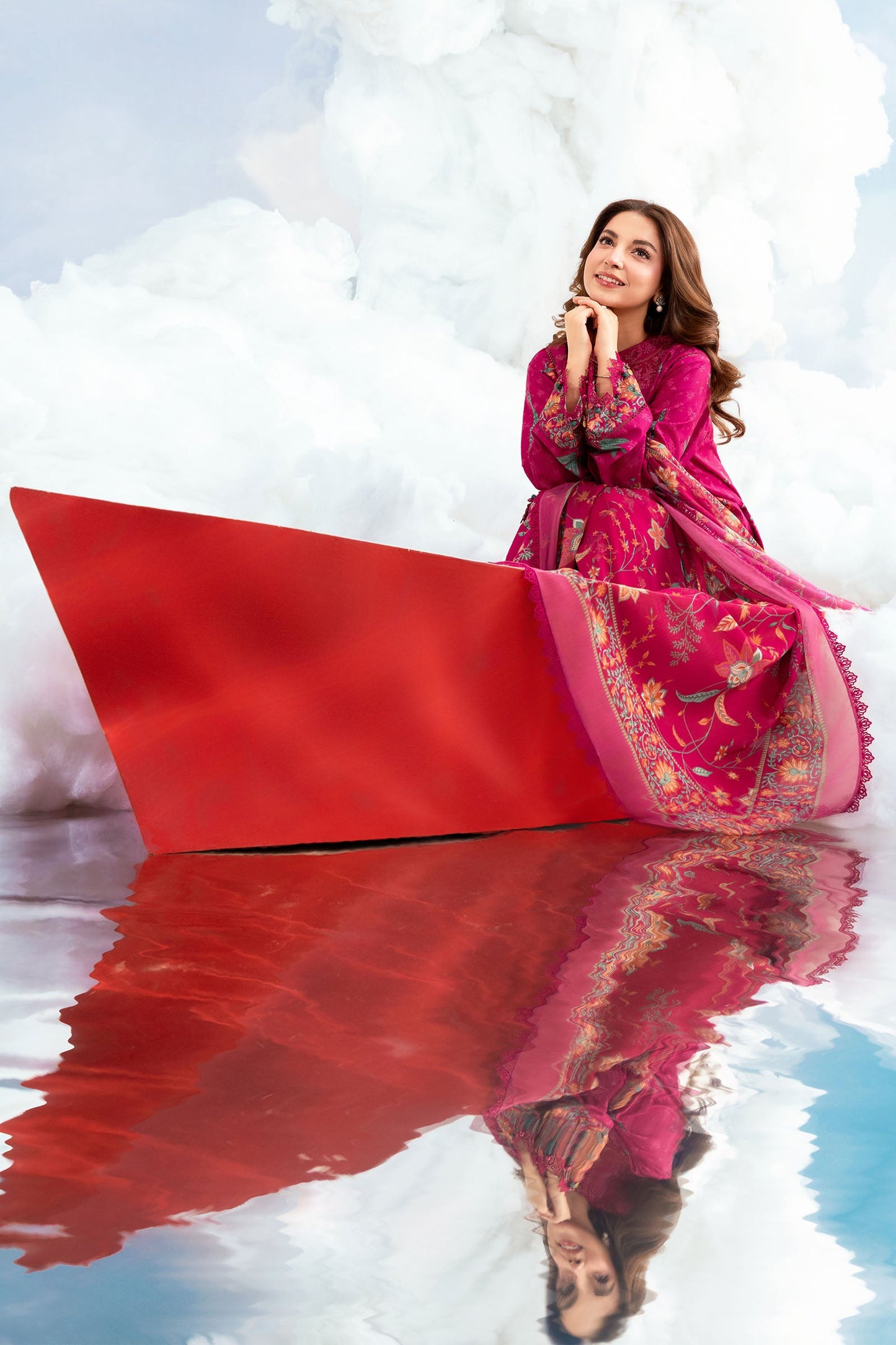 3 Pc Unstitched Embroidered Lawn Suit