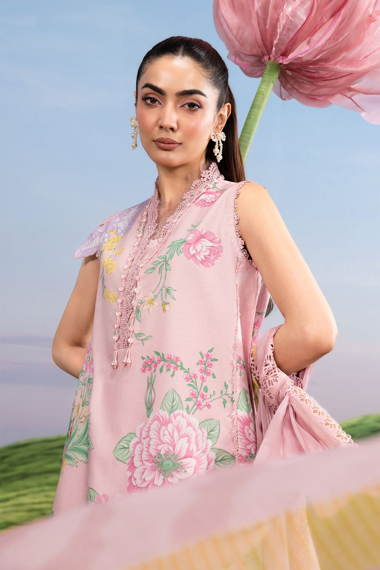 3 Pc Unstitched Embroidered Lawn Suit