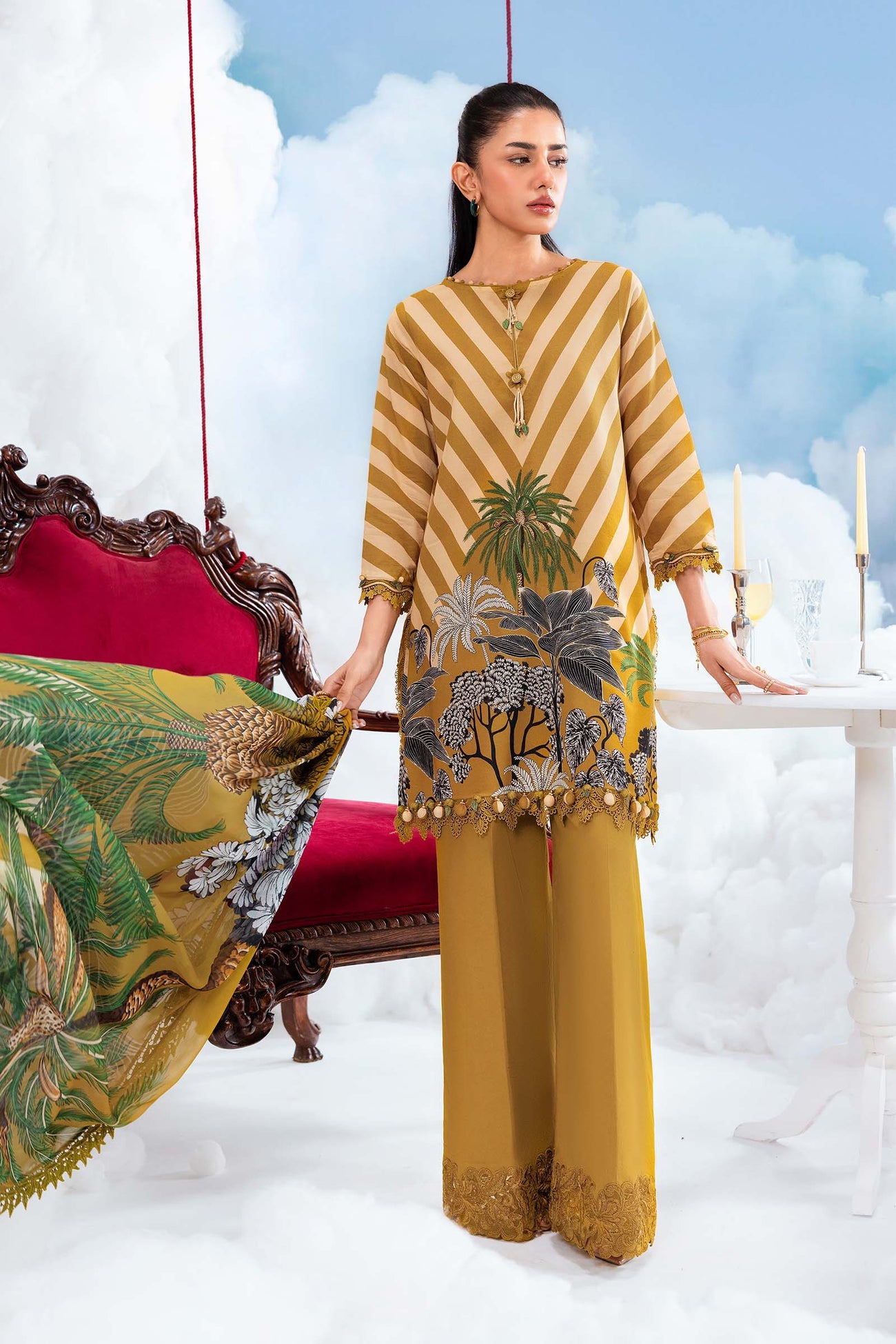 3 Pc Unstitched Embroidered Lawn Suit