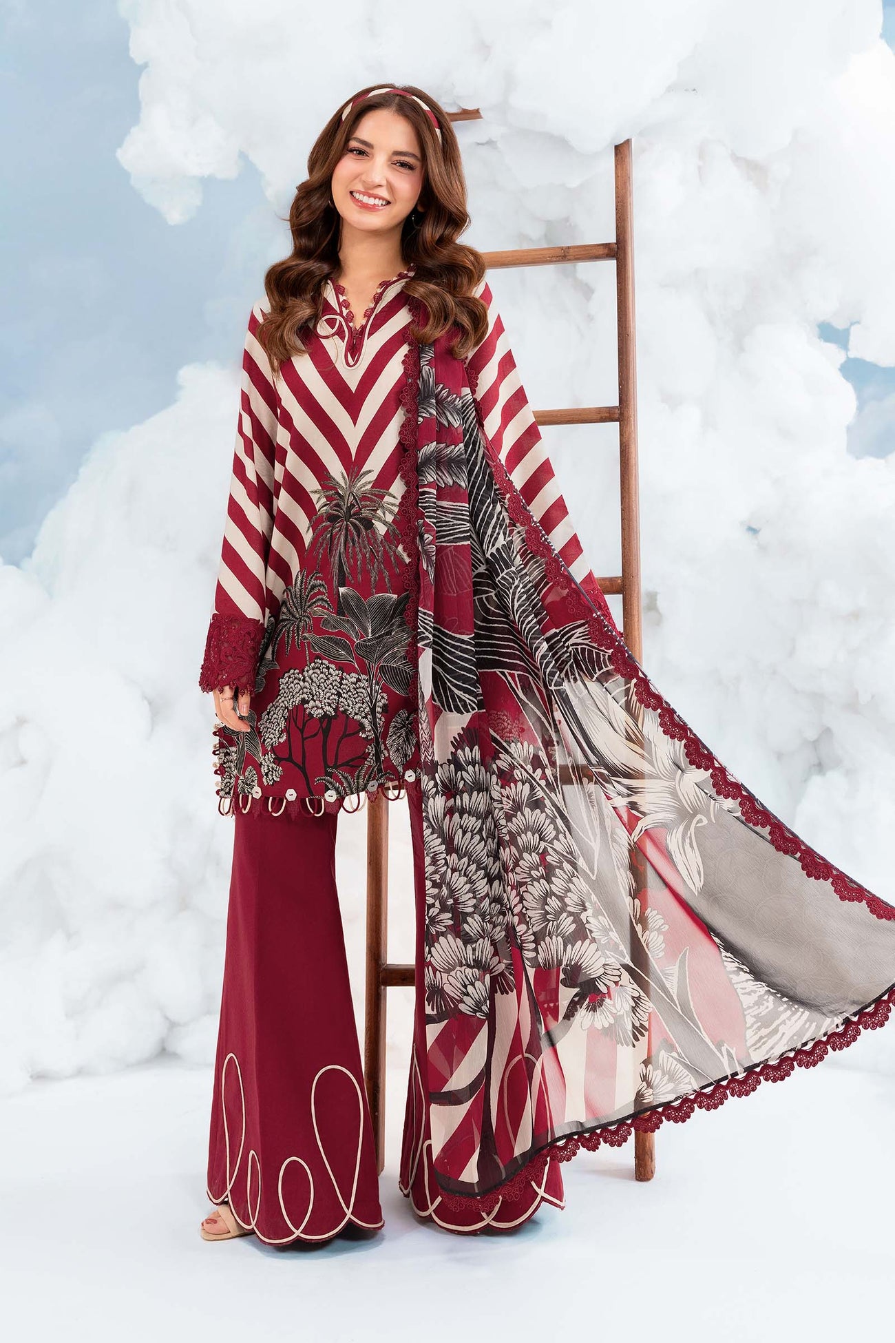 3 Pc Unstitched Embroidered Lawn Suit