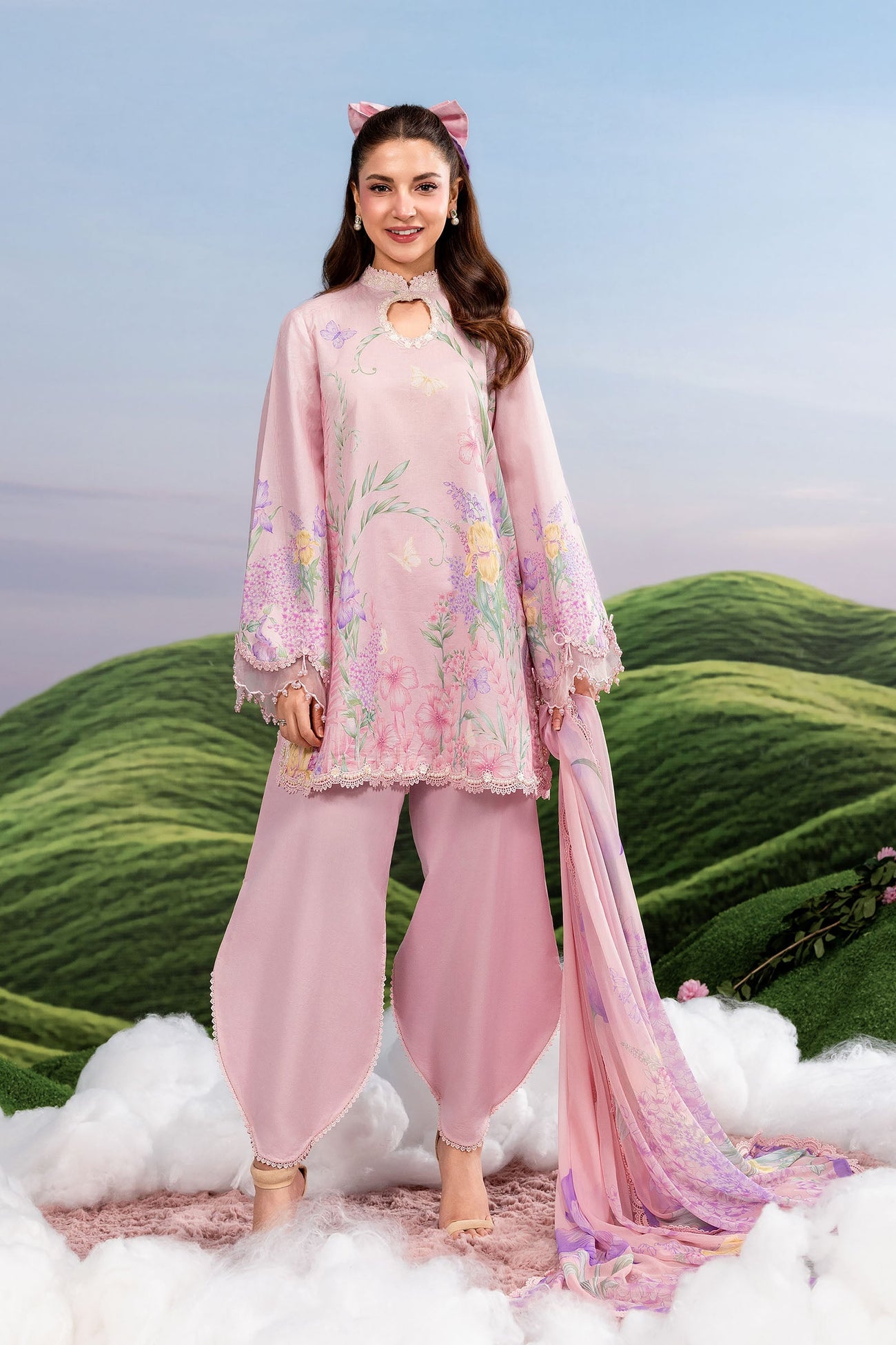 3 Pc Unstitched Embroidered Lawn Suit