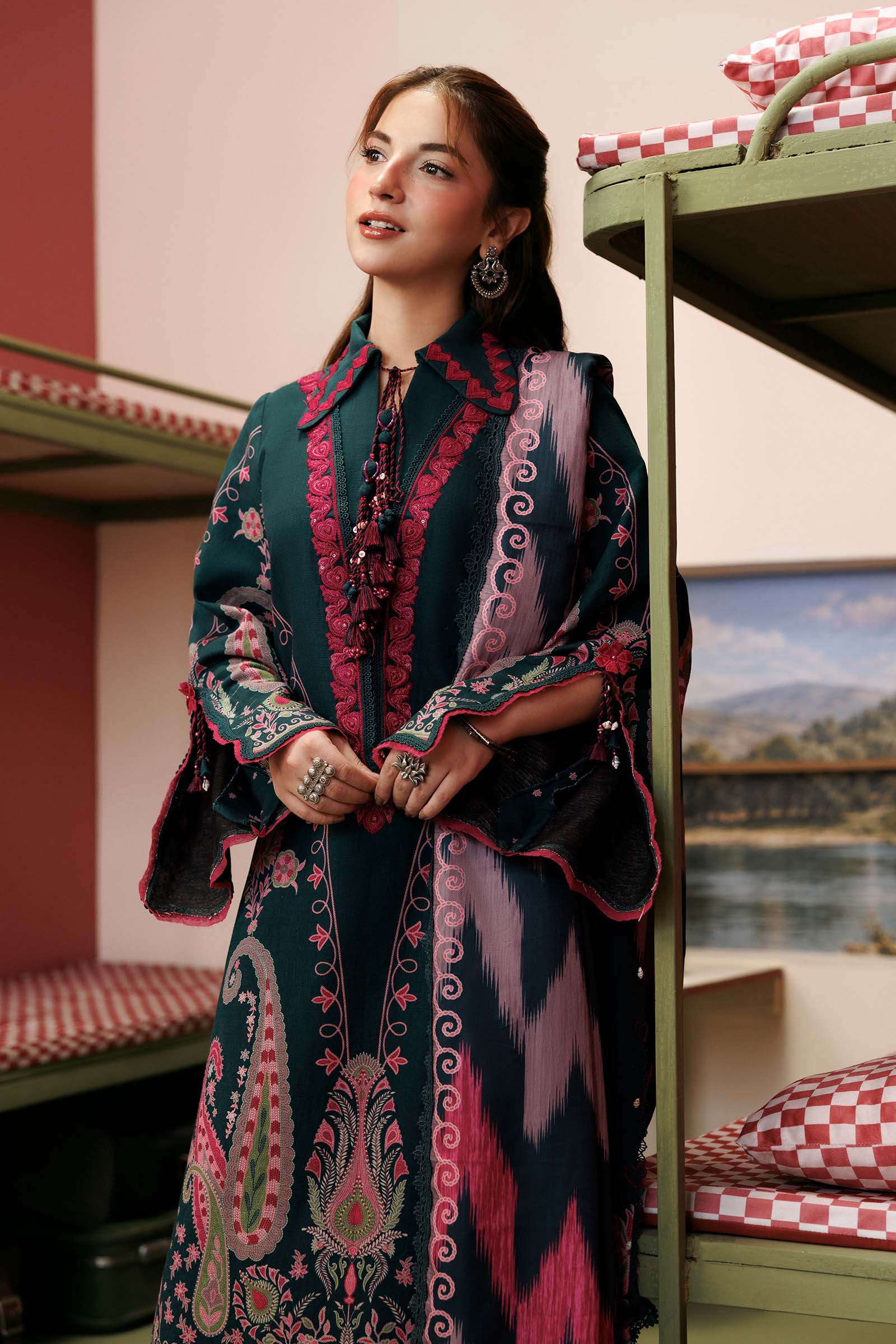3 Pc Unstitched Embroidered Slub Khaddar Suit