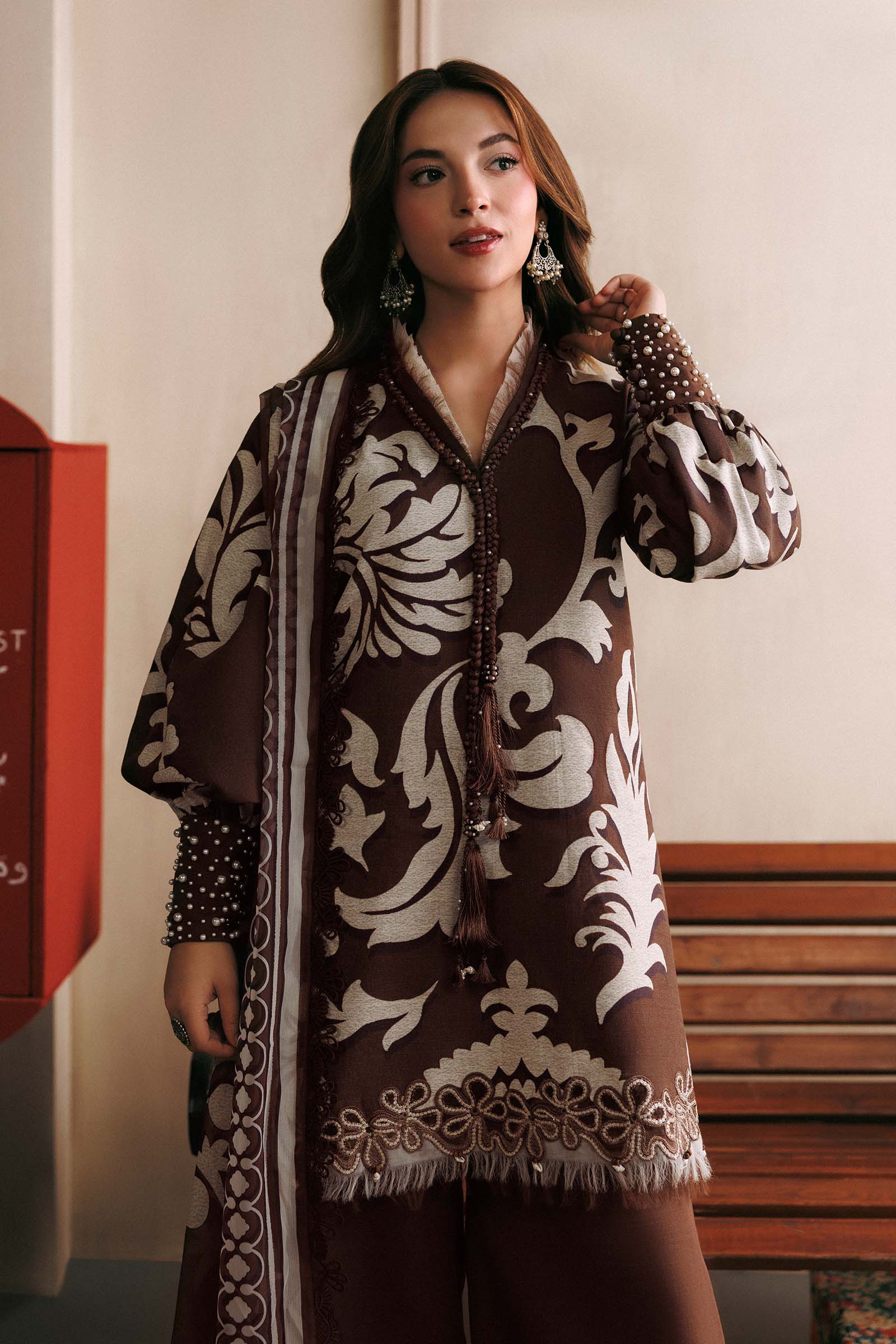3 Pc Unstitched Embroidered Slub Khaddar Suit