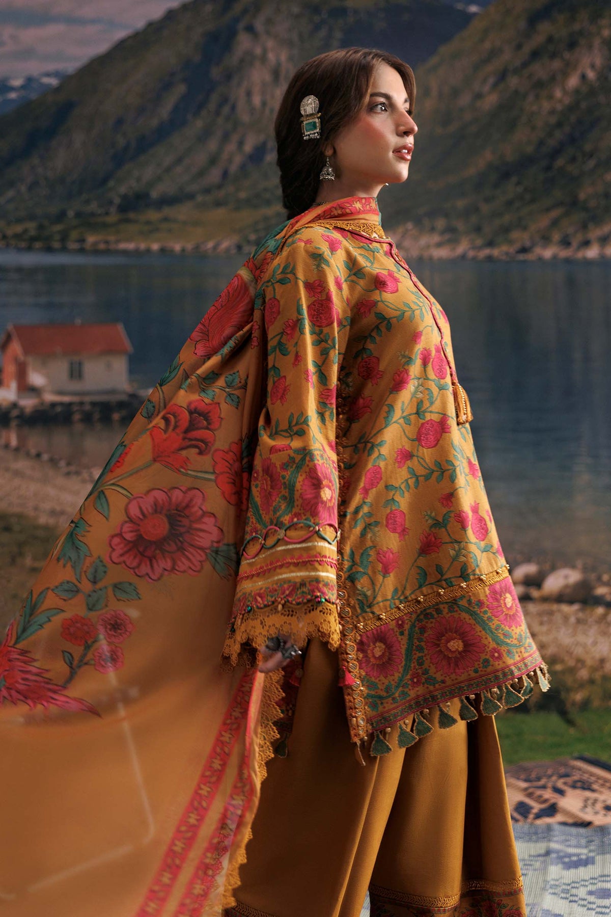 3 Pc Unstitched Embroidered Slub Khaddar Suit