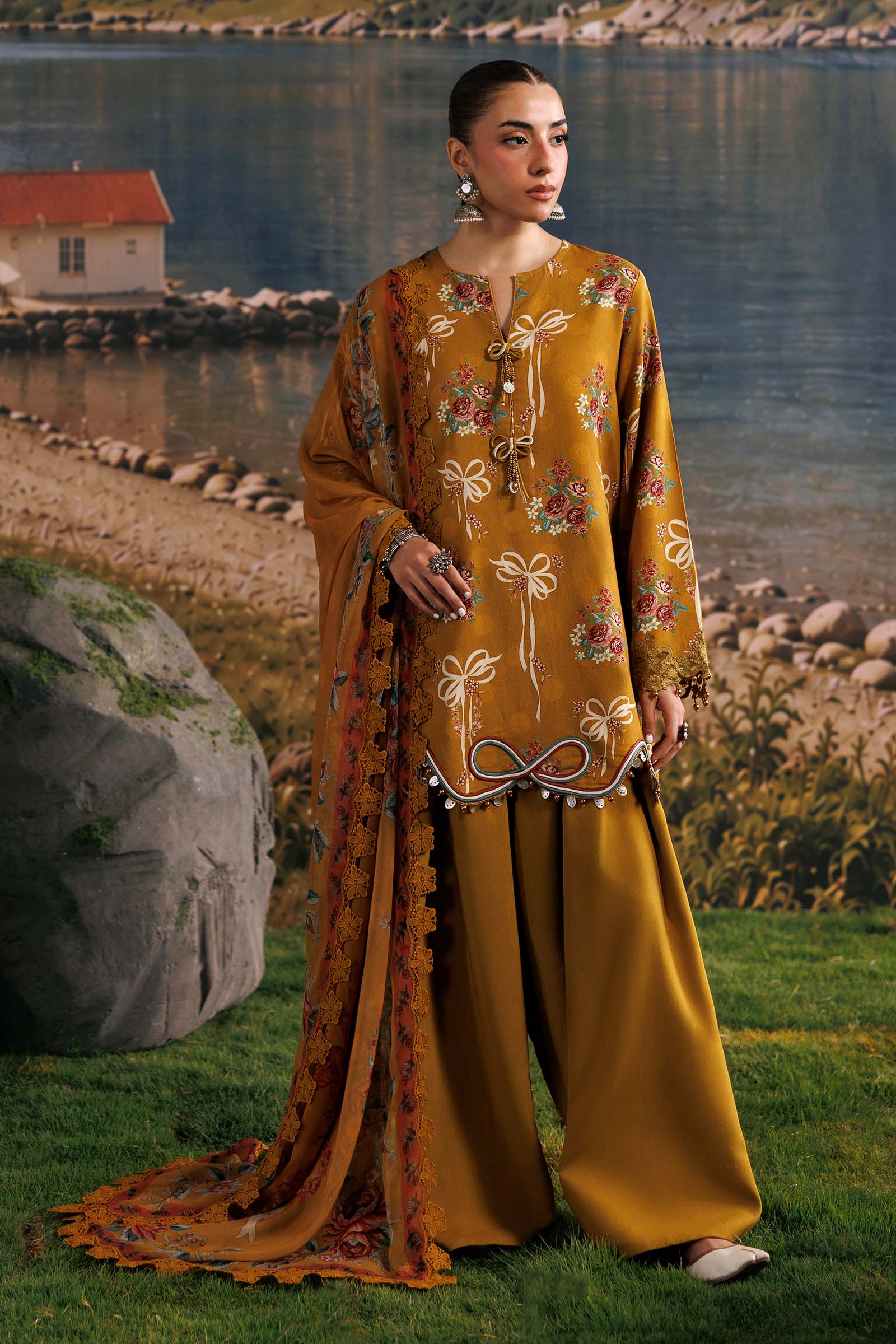3 Pc Unstitched Embroidered Linen Suit