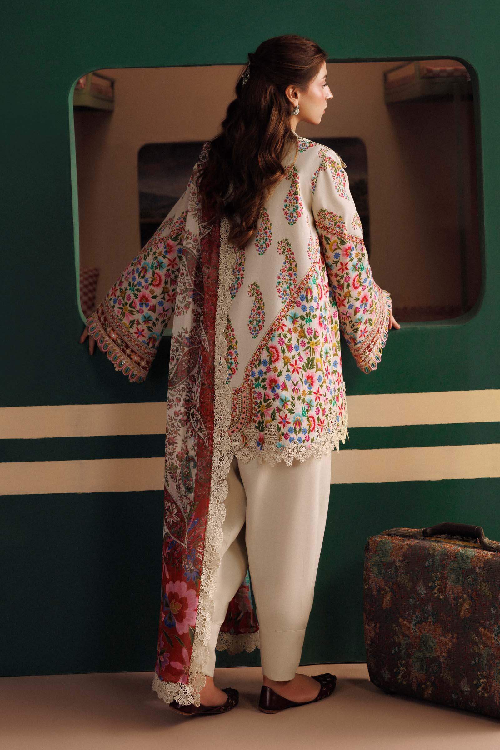 3 Pc Unstitched Embroidered Linen Suit