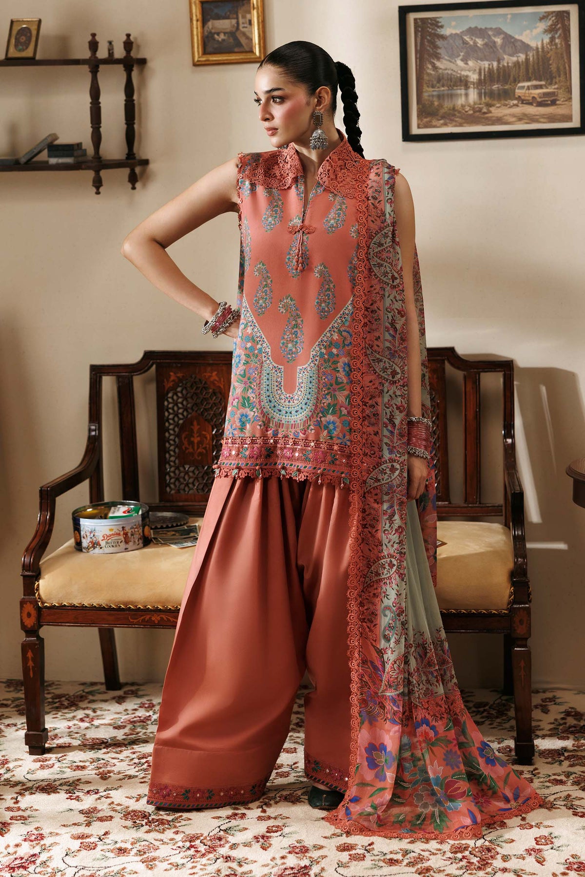 3 Pc Unstitched Embroidered Linen Suit