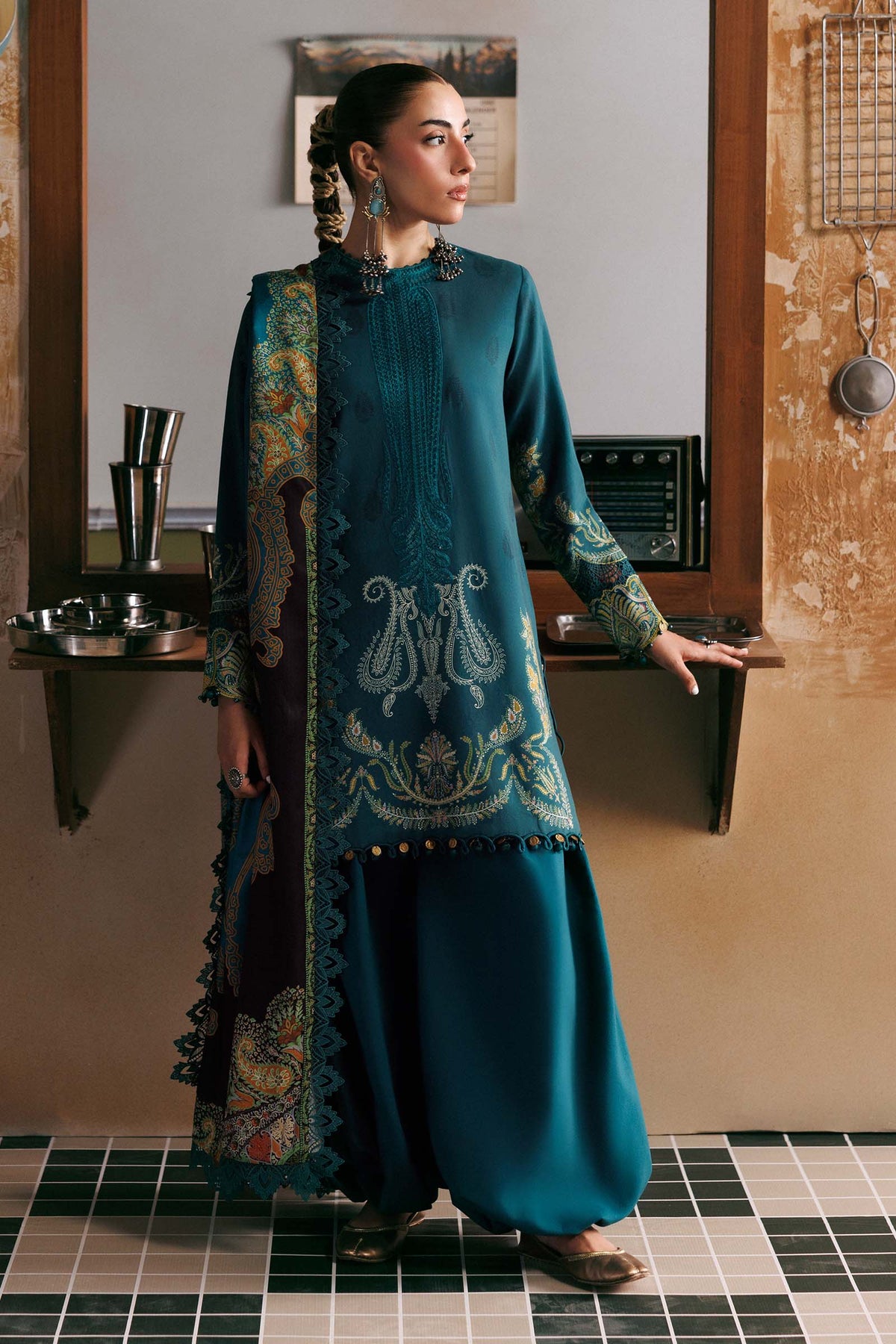 3 Pc Unstitched Embroidered Linen Suit