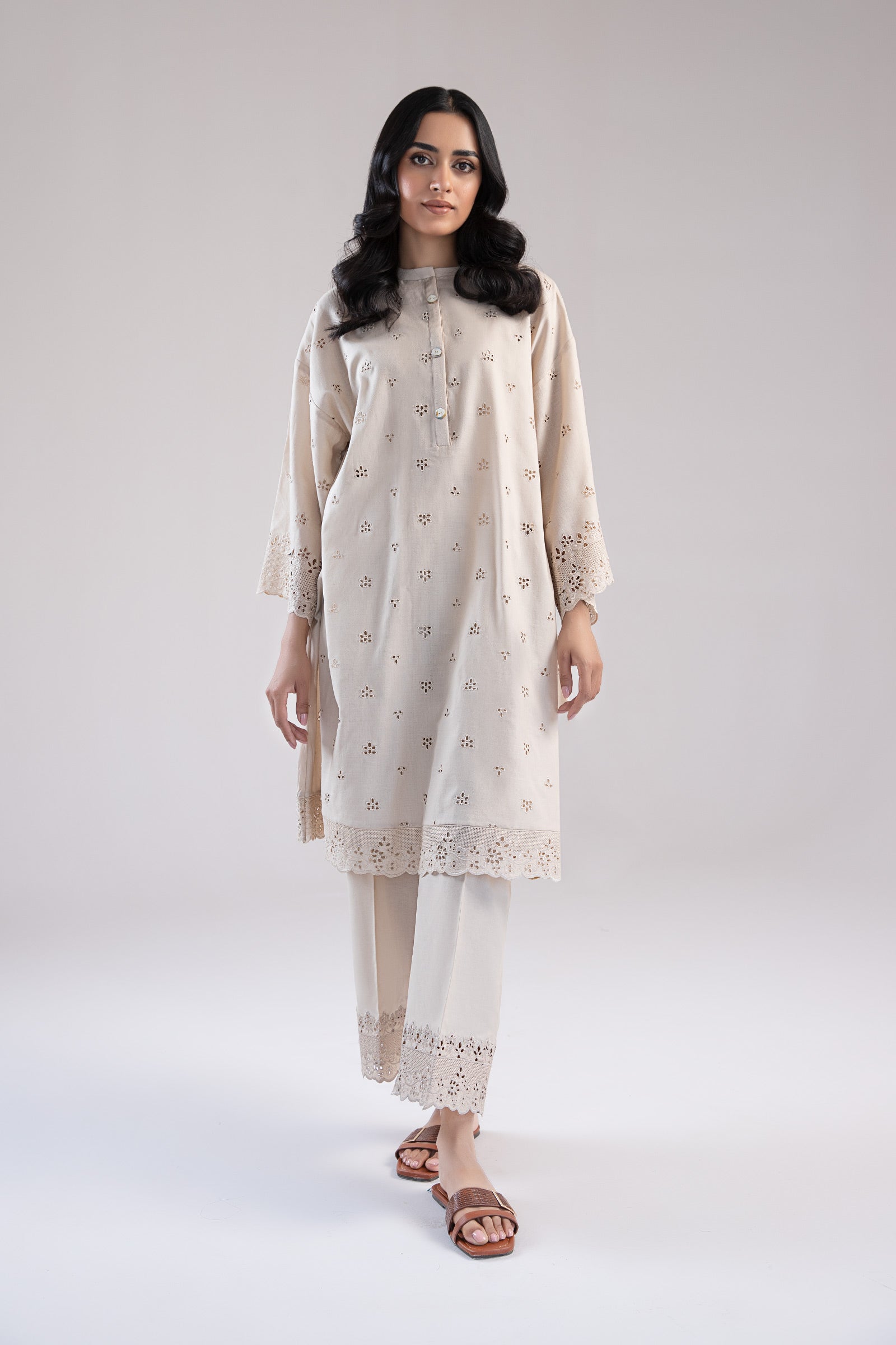 Embroidered Dobby Lawn Co-Ord Set