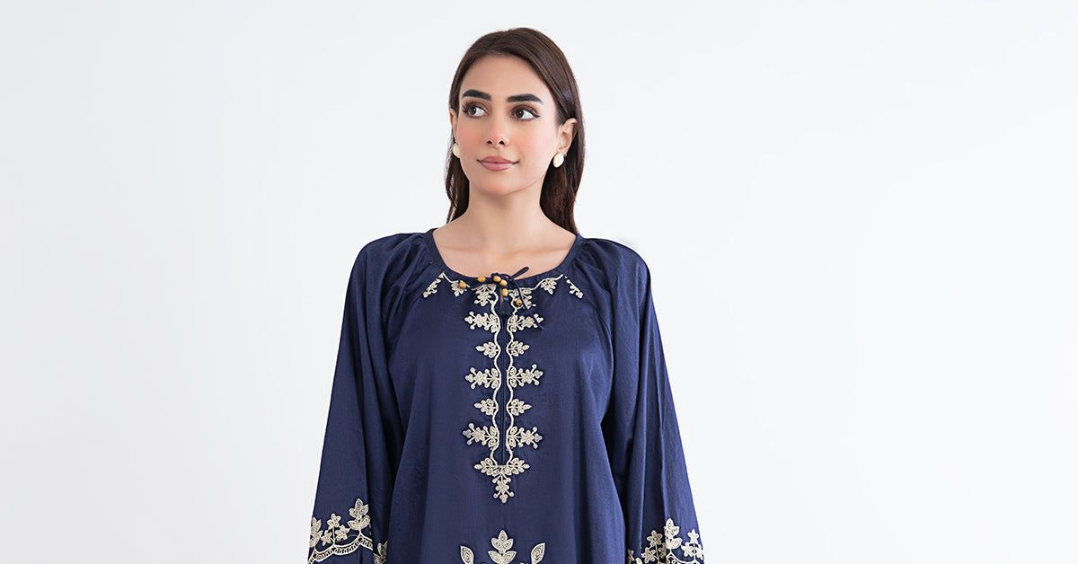 EMBROIDERED ARABIC LAWN TUNIC DRESS | MB-EF24-200