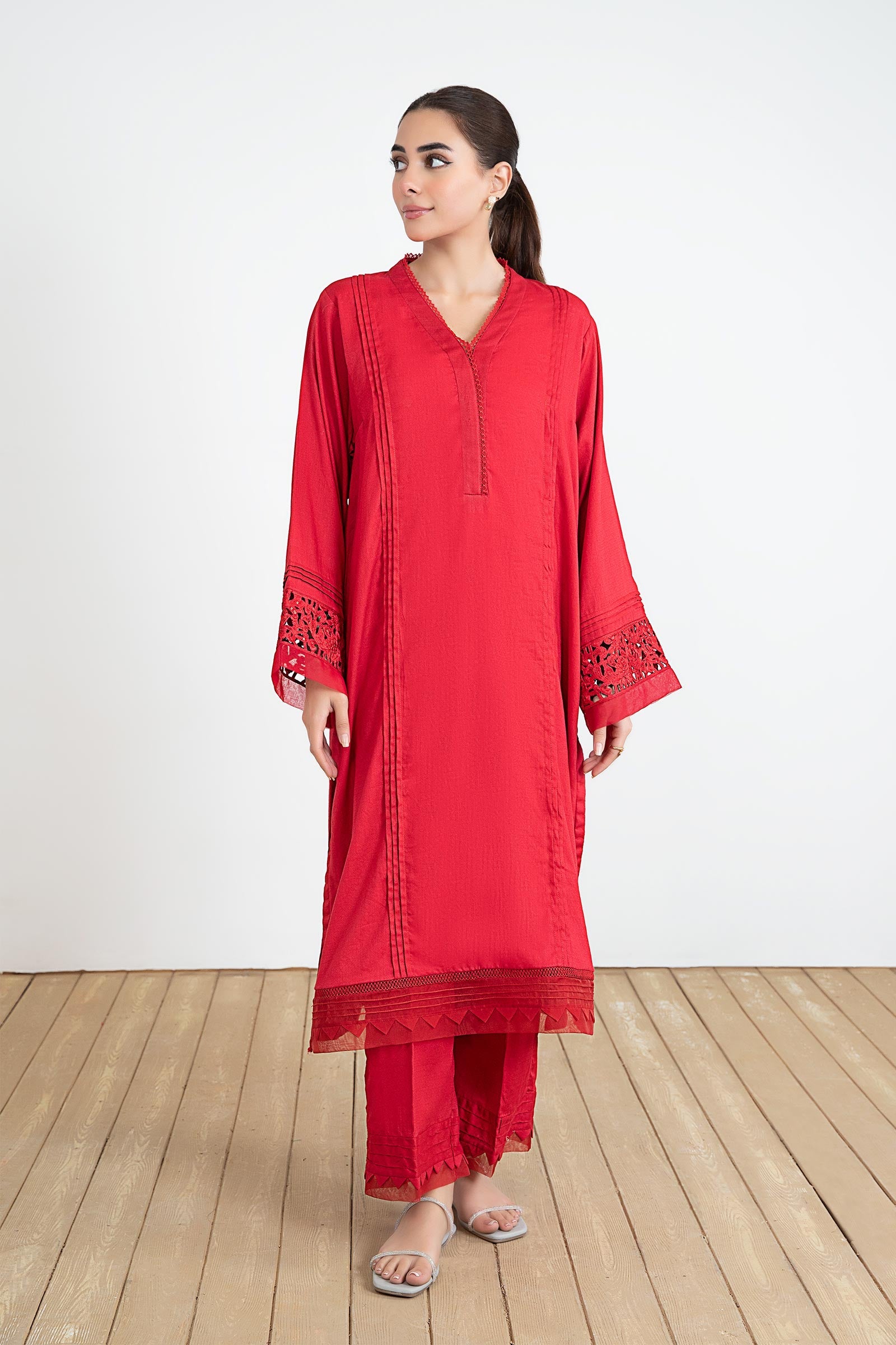 2 Piece Embroidered Dobby Lawn Suit