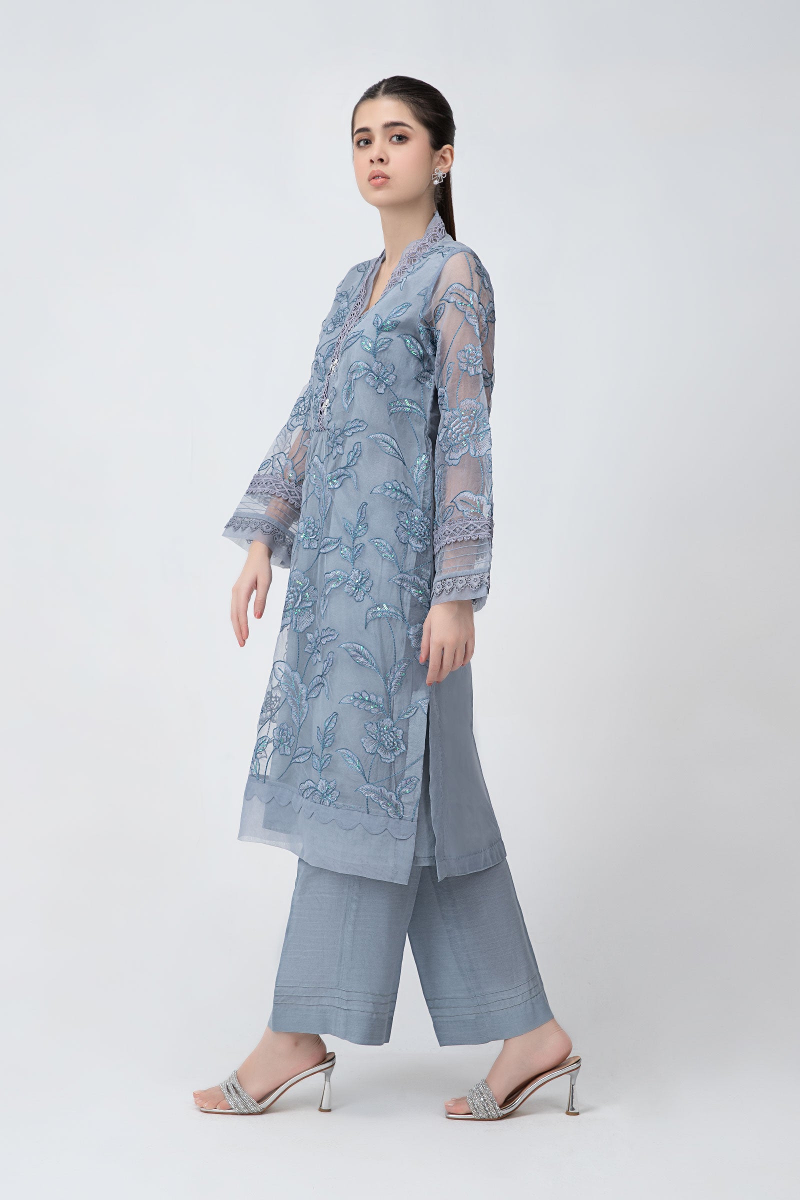 Embroidered Organza Shirt | MB-F23-413