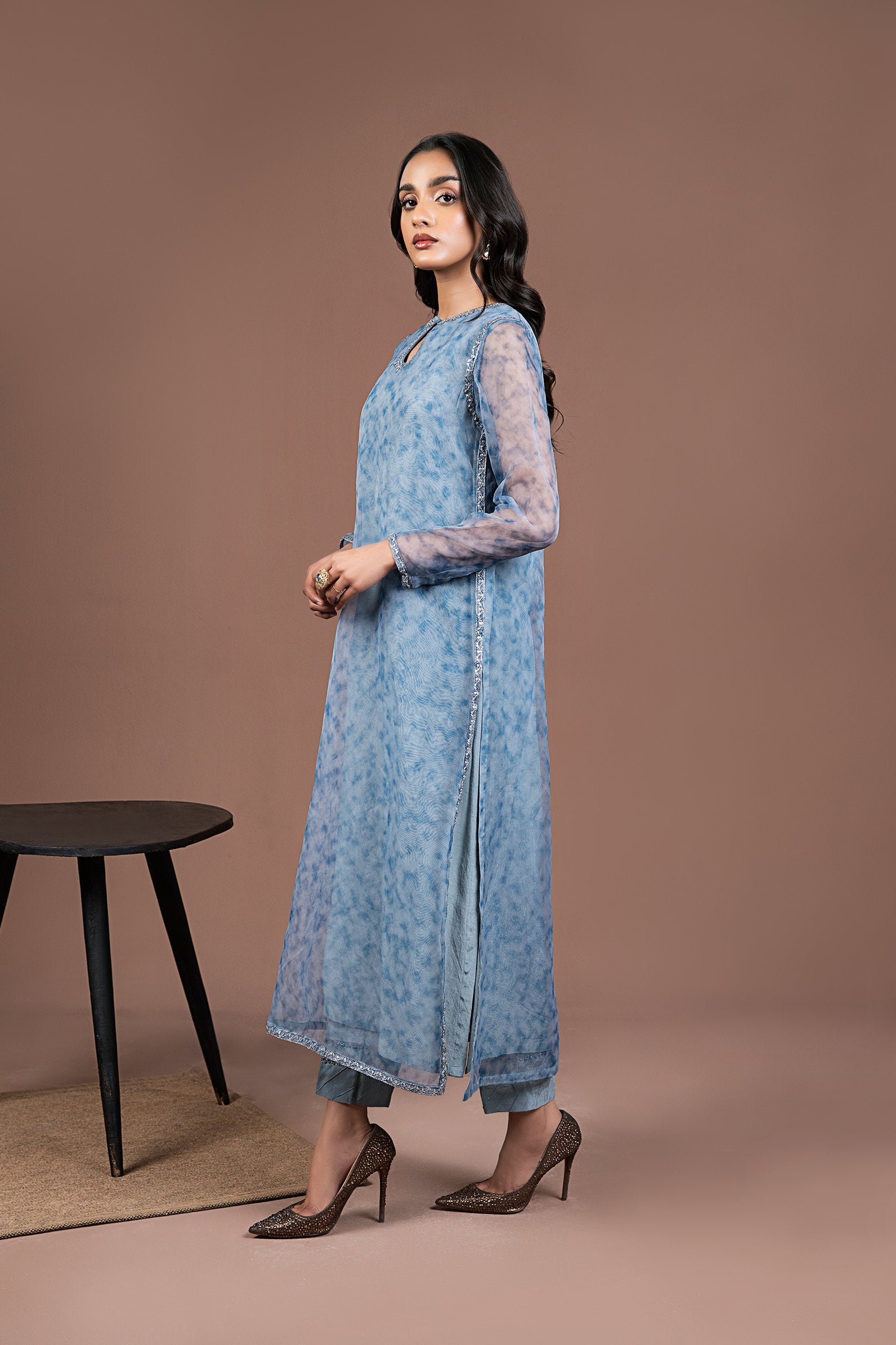 2 Pc Printed Organza Suit