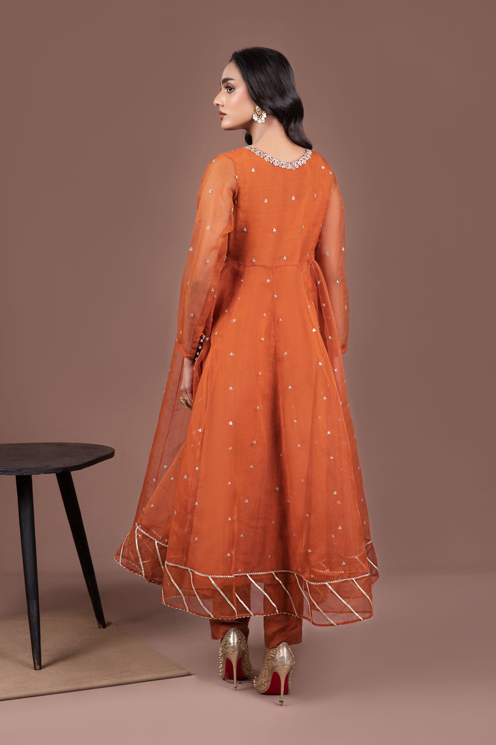 2 Piece Embroidered Organza Suit