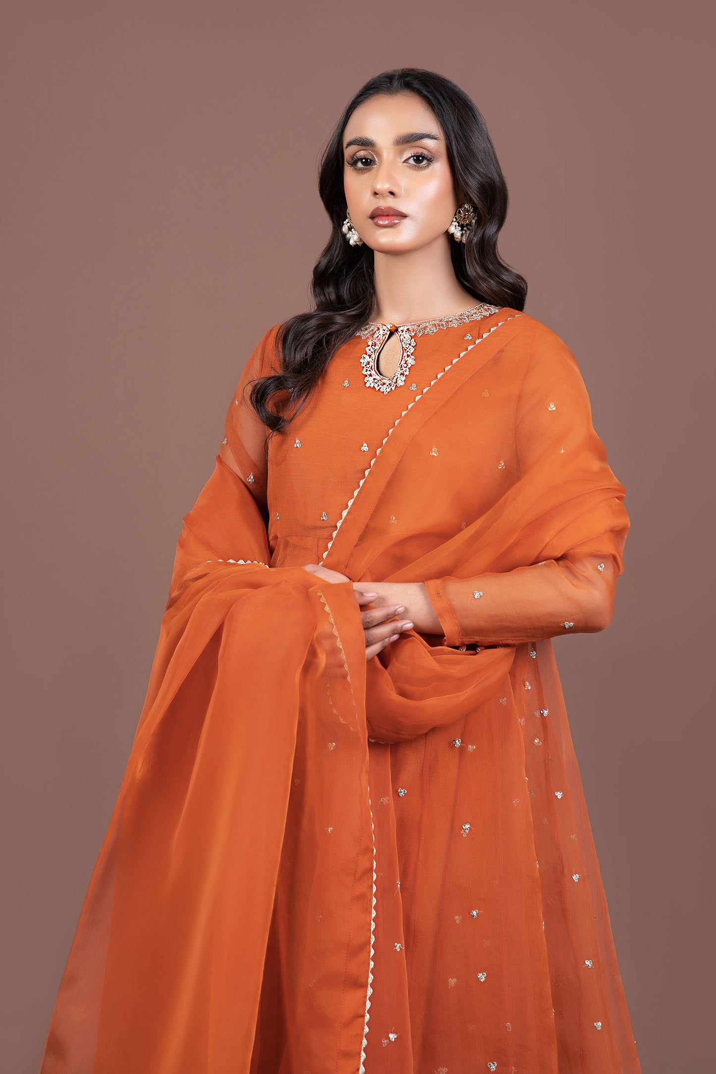 2 Piece Embroidered Organza Suit
