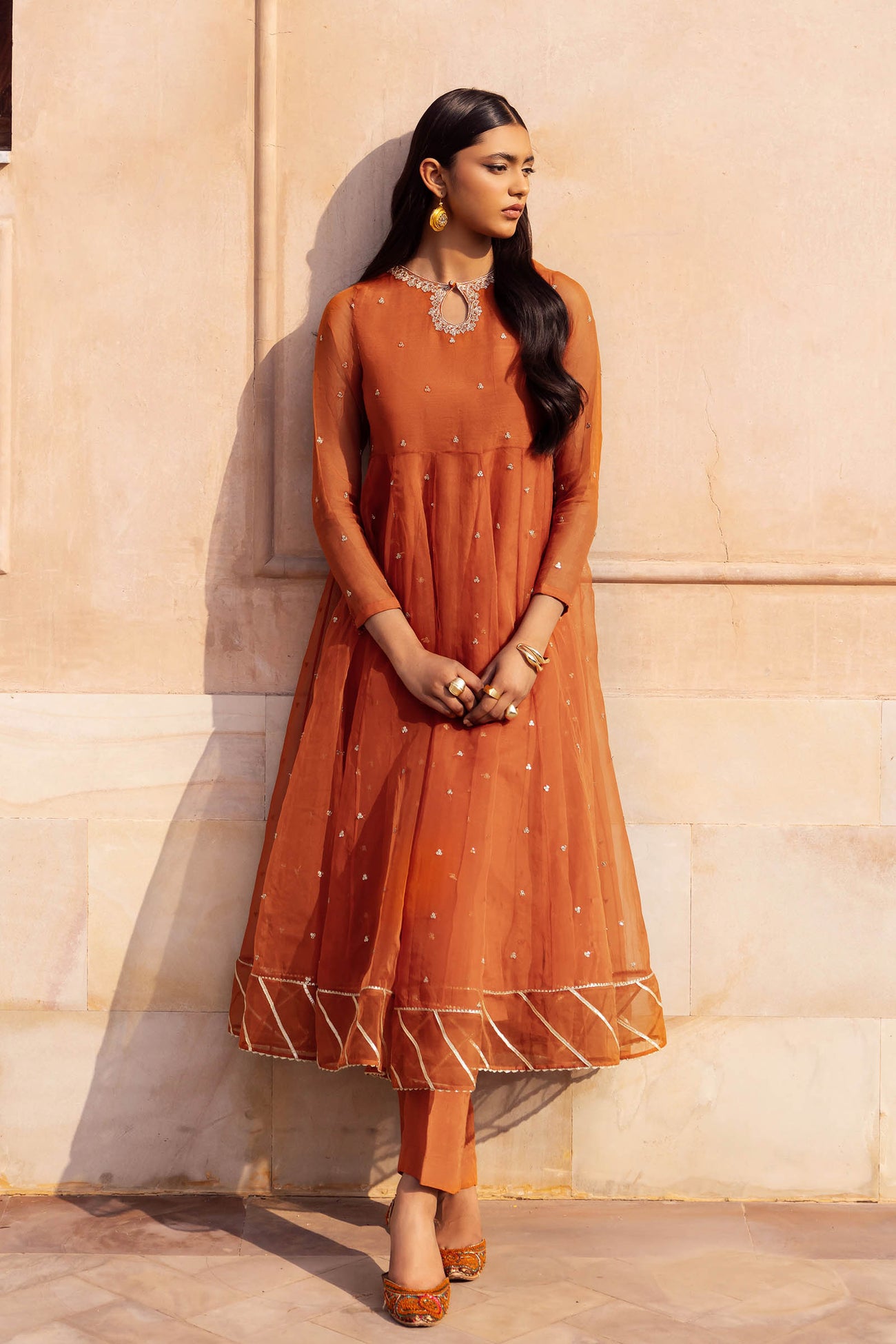 2 Piece Embroidered Organza Suit