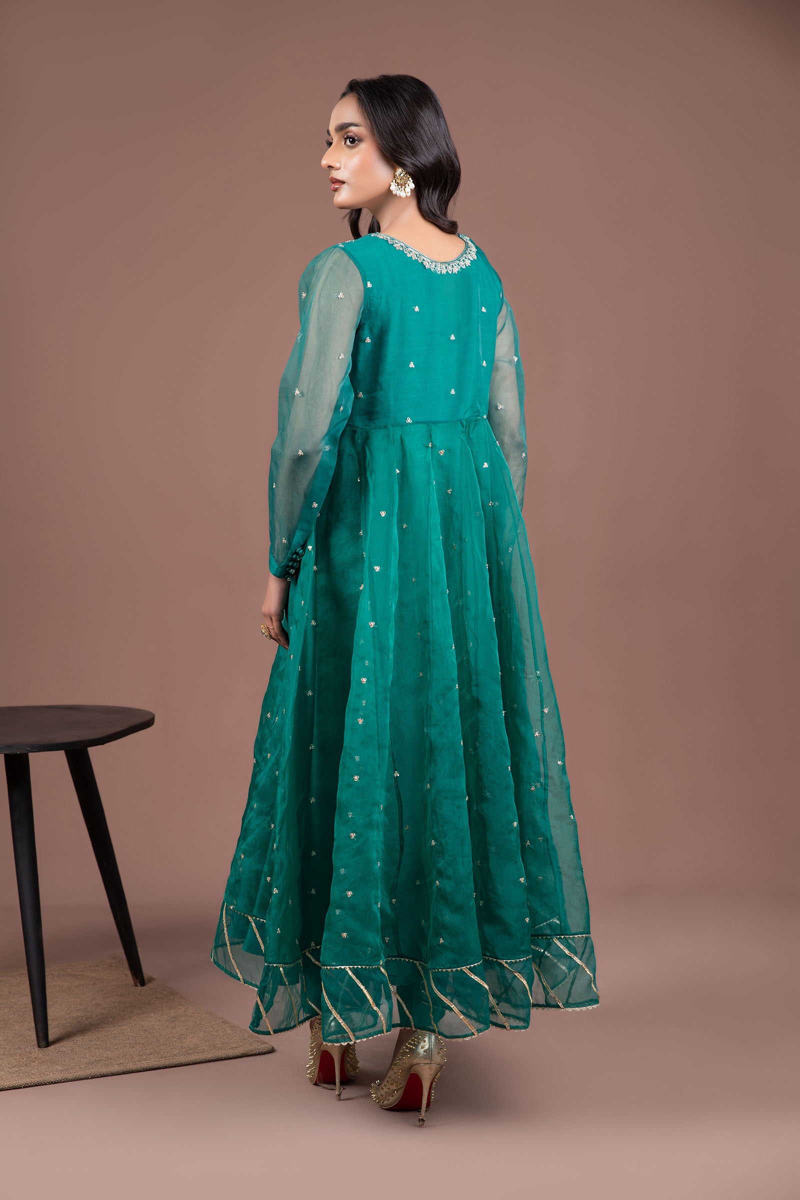 2 Piece Embroidered Organza Suit