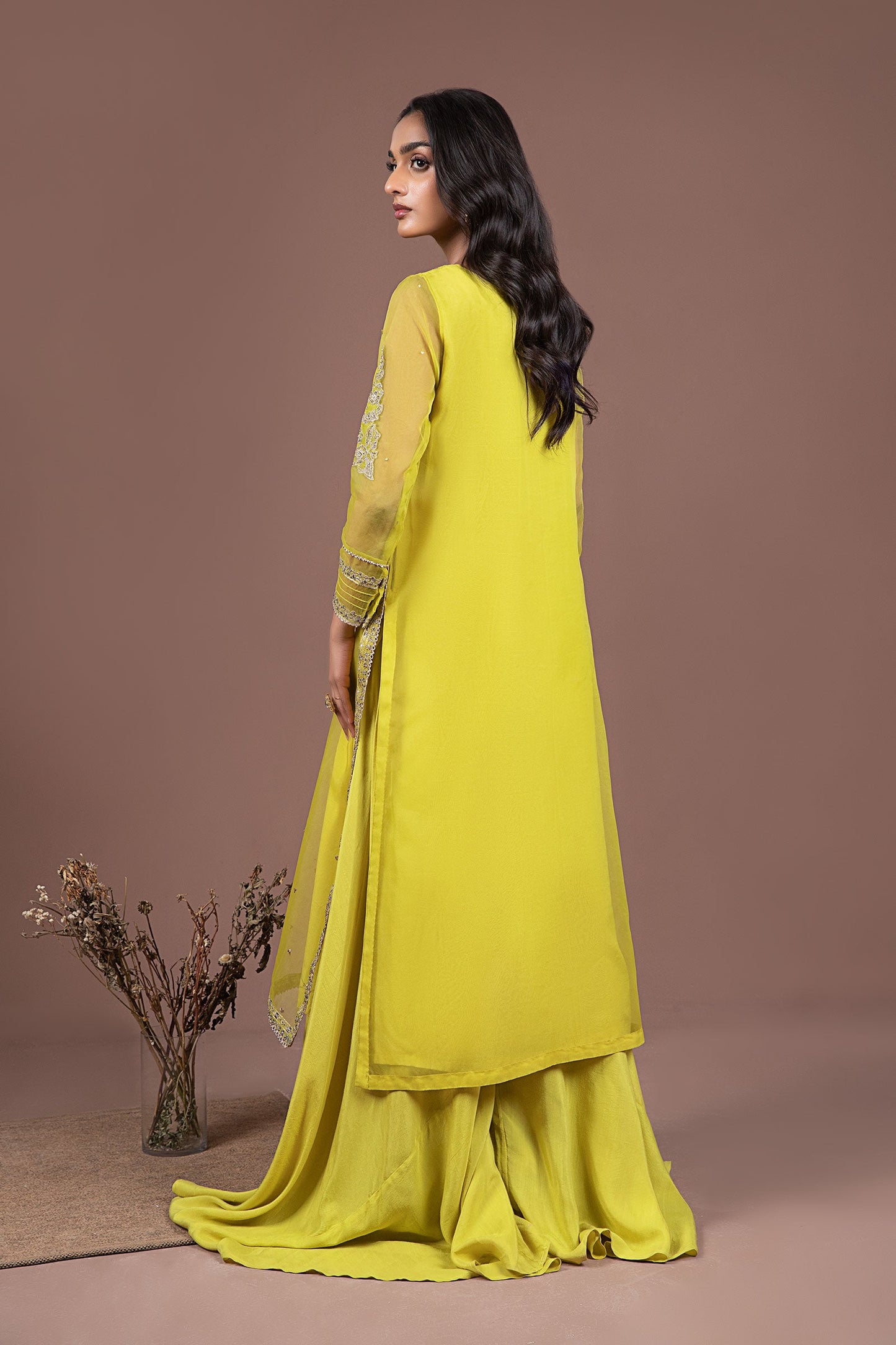 2 Piece Embroidered Organza Suit