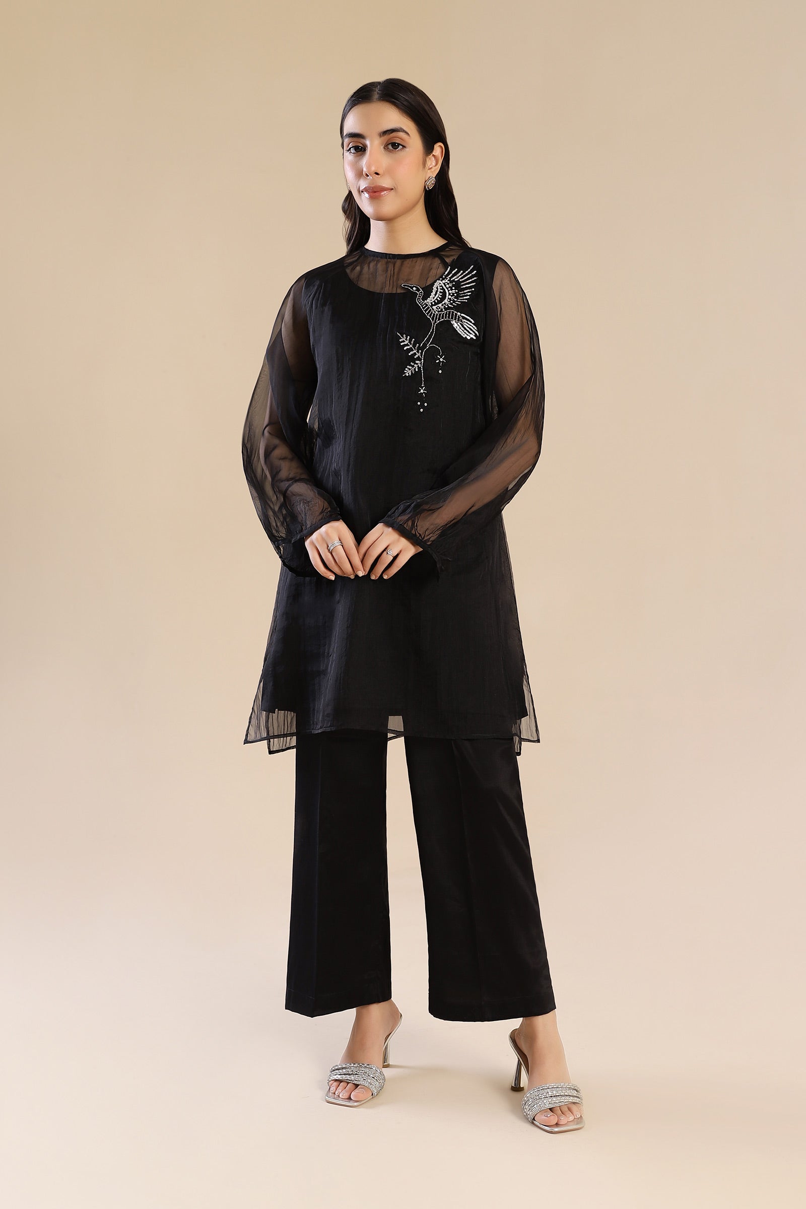 2 Pc Embroidered Organza Suit