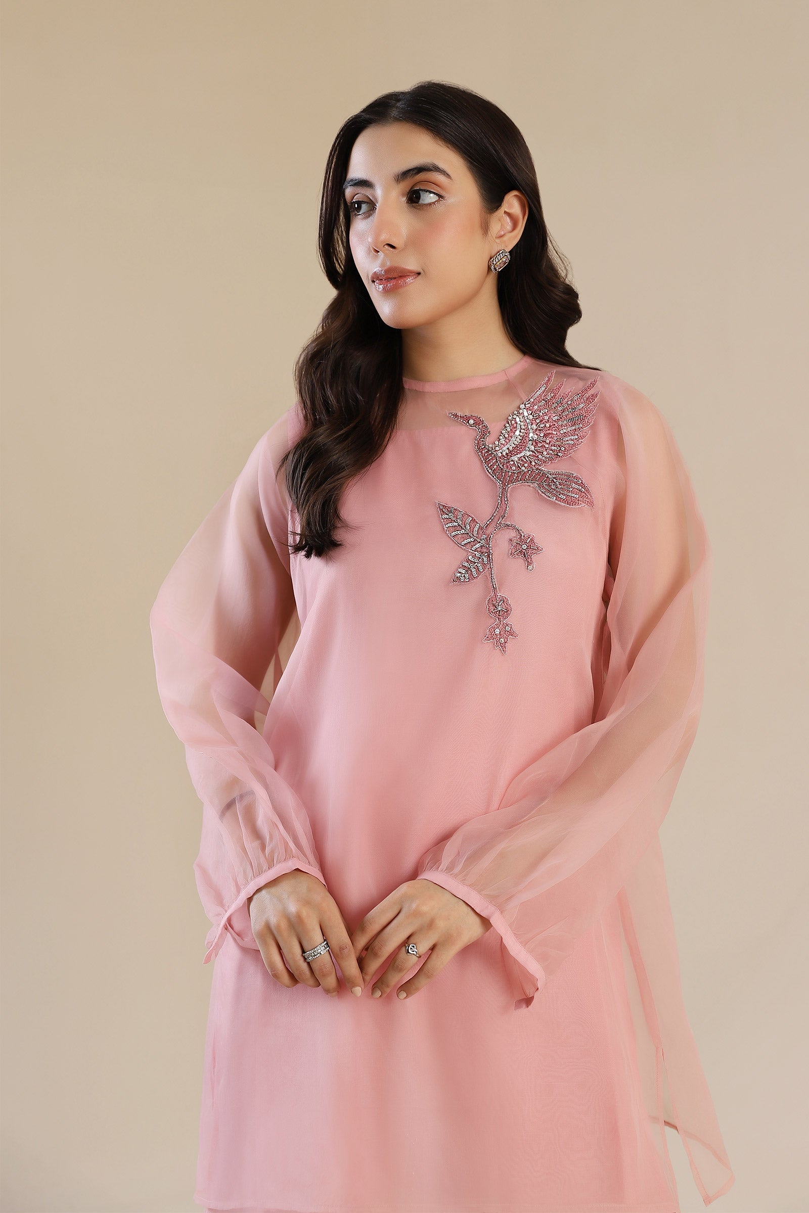 2 Piece Embroidered Poly Organza Suit